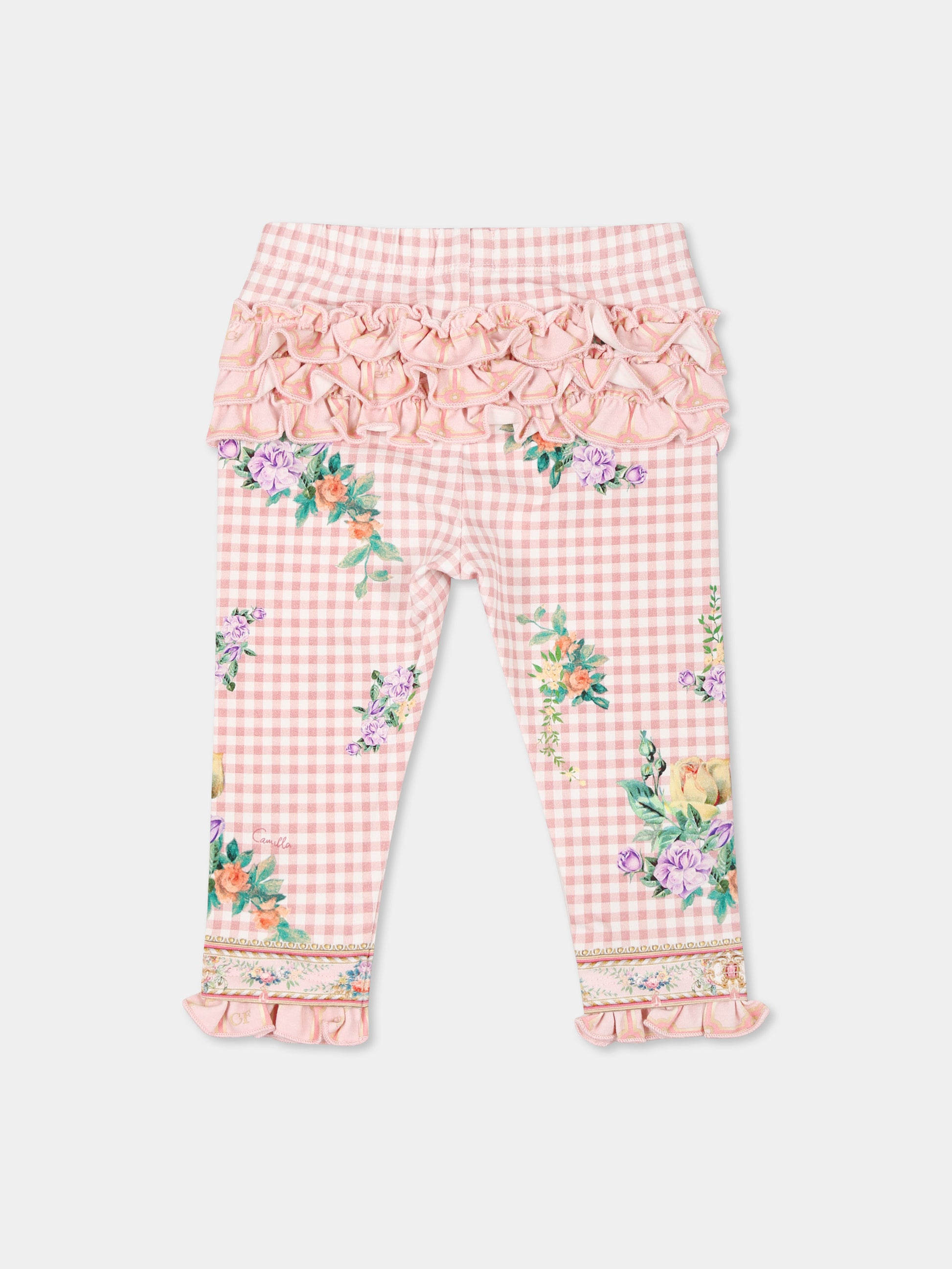 Leggings rosa per neonata con stampa floreale,Camilla,00034395 LISBLULL