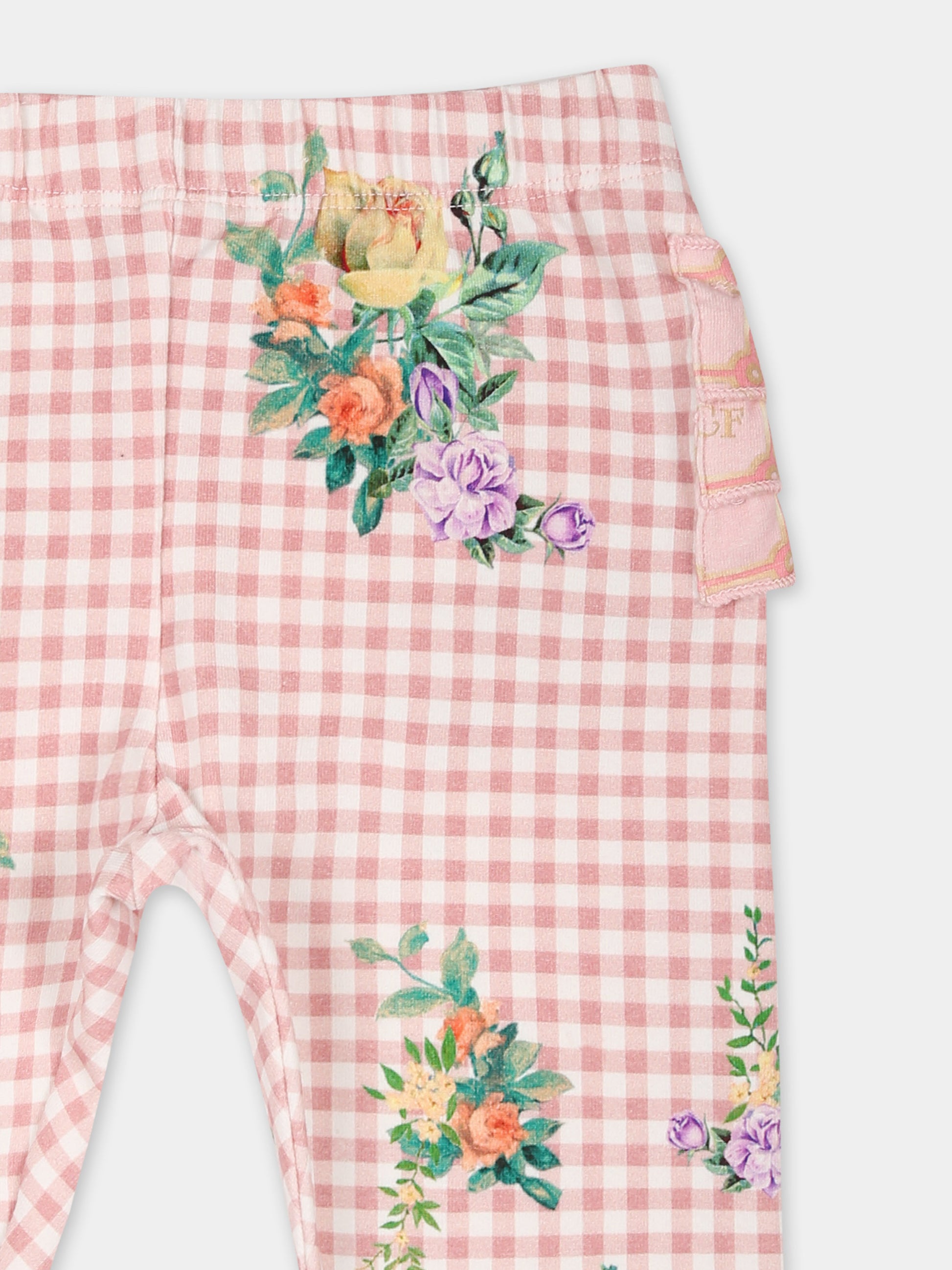 Leggings rosa per neonata con stampa floreale,Camilla,00034395 LISBLULL