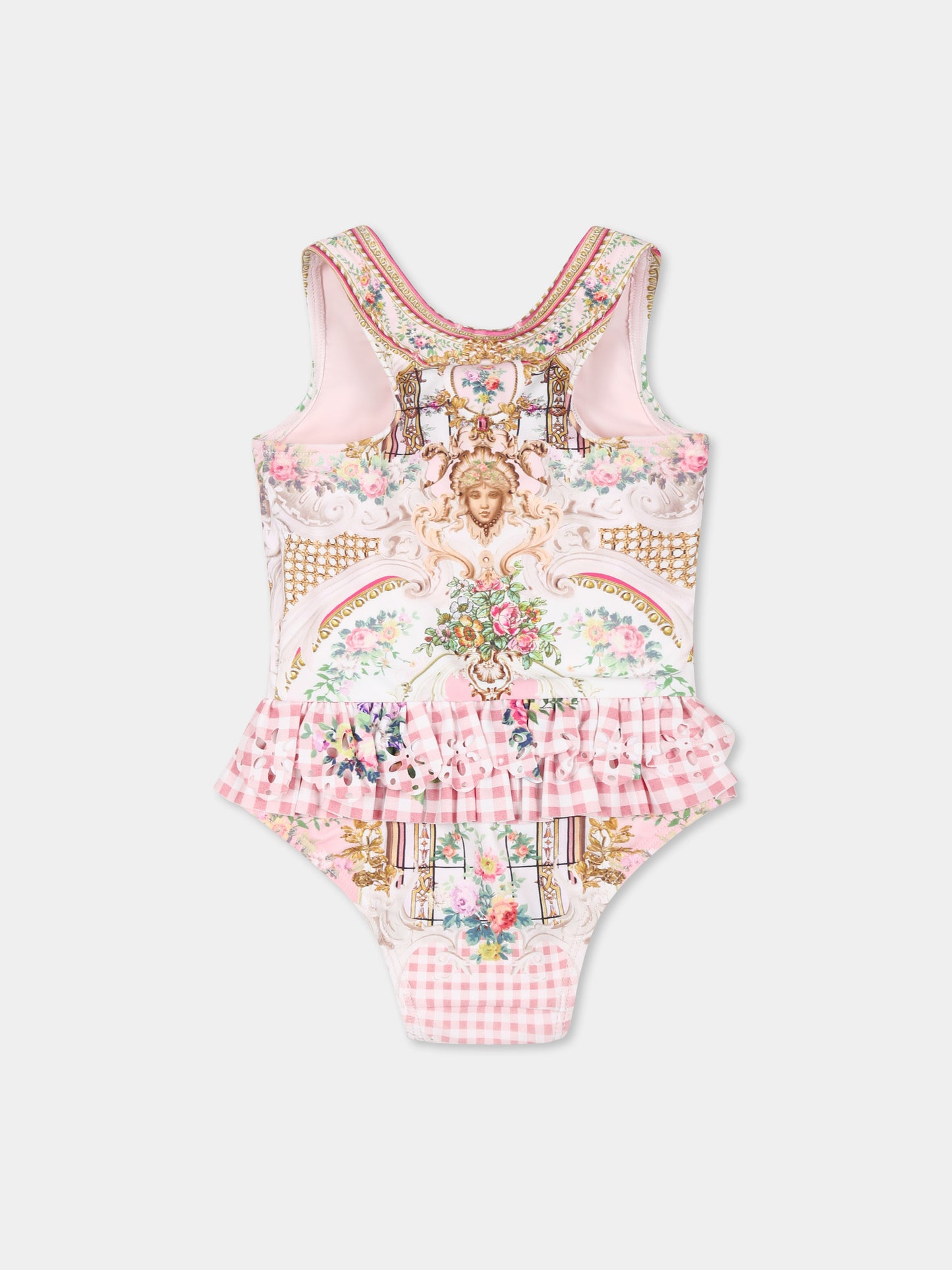 Costume rosa per neonata con stampa floreale,Camilla,00034394 LISBLULL