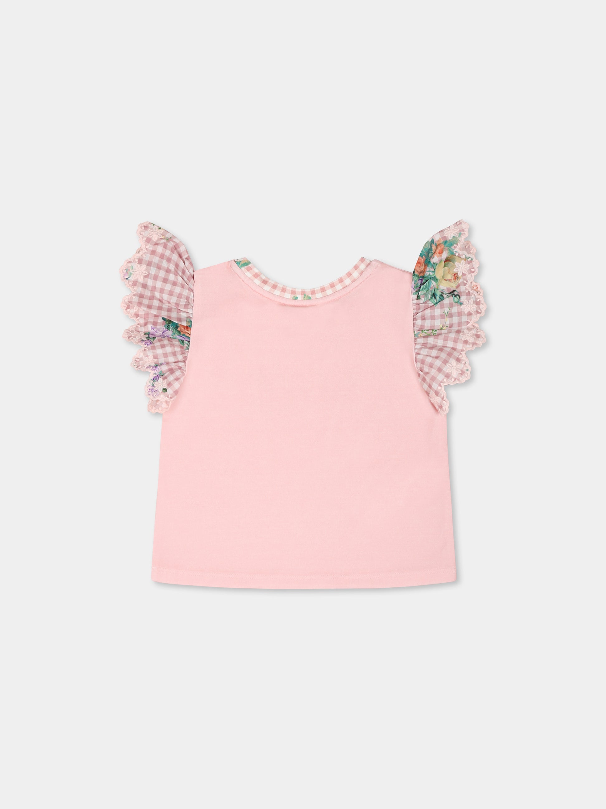 T-shirt rosa per neonata con logo,Camilla,00034392 LISBLULL