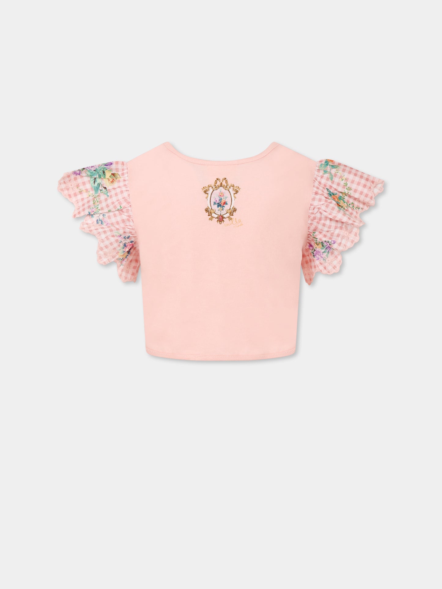 T-shirt crop rosa per bambina con logo,Camilla,00034390 LISBLULL