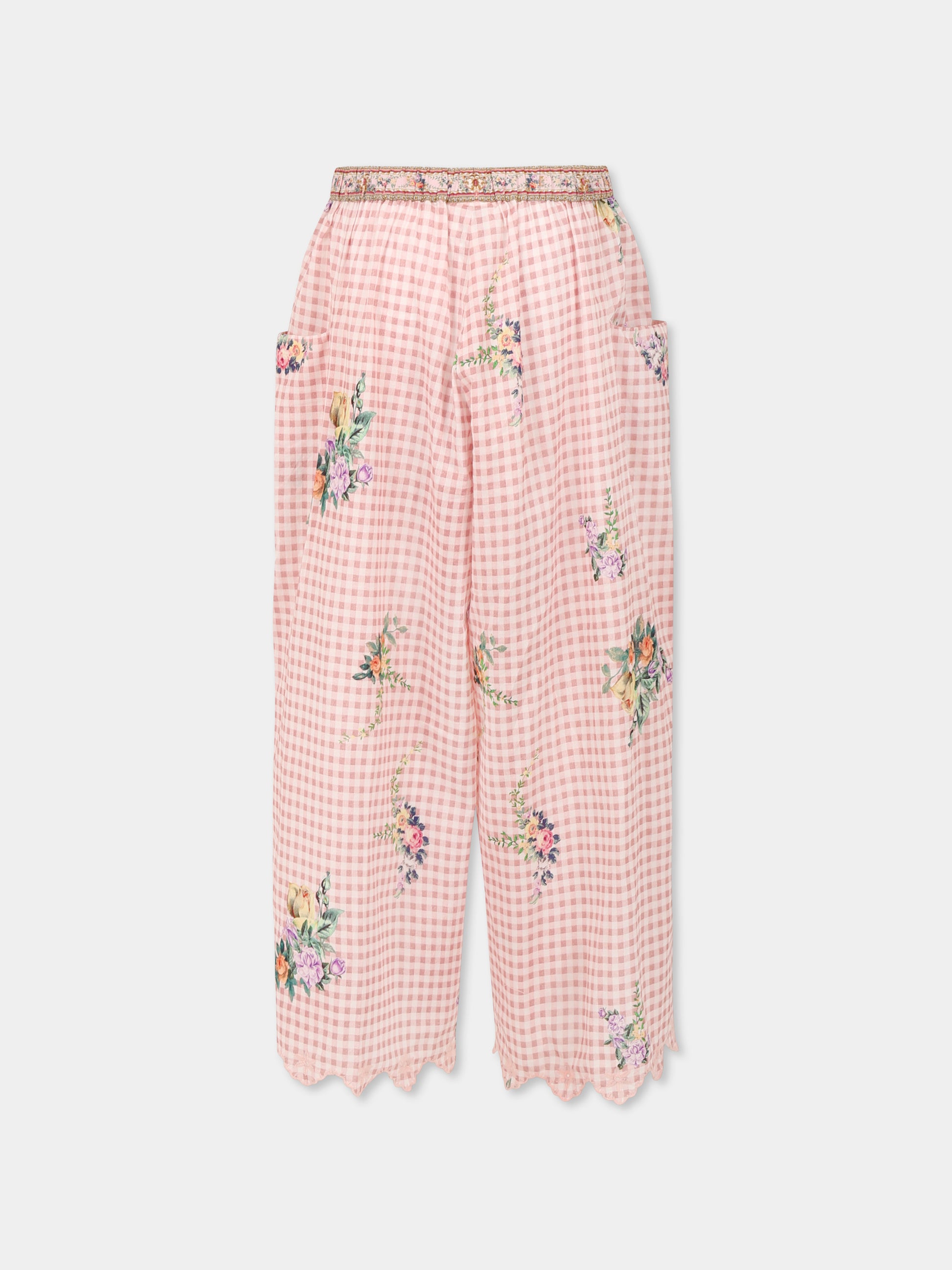 Pantaloni rosa per bambina con stampa floreale,Camilla,00034325 LISBLULL
