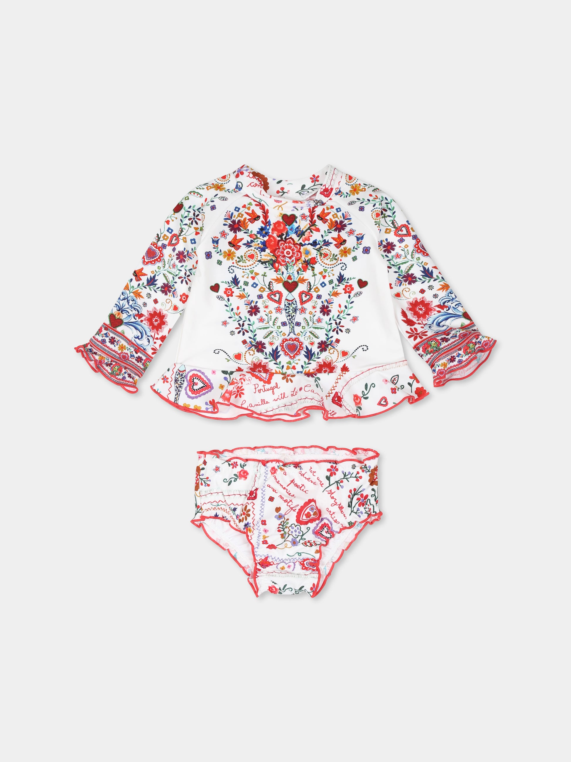 Costume Anti UV per neonata con stampa floreale,Camilla,00034415 FATHJUST