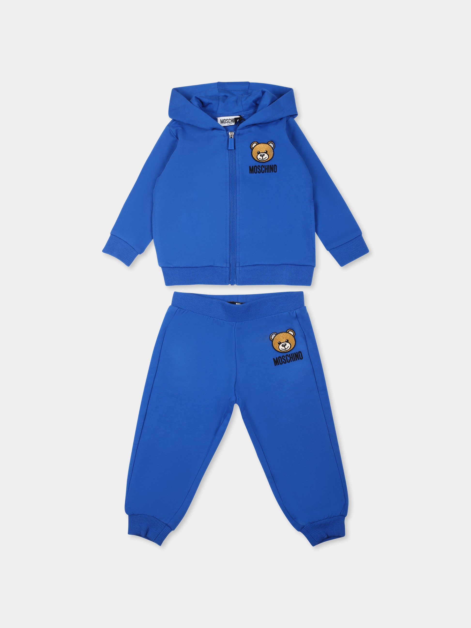 Completo azzurro per neonato con Teddy Bear,Moschino Kids,MUK04P LCA74 40289