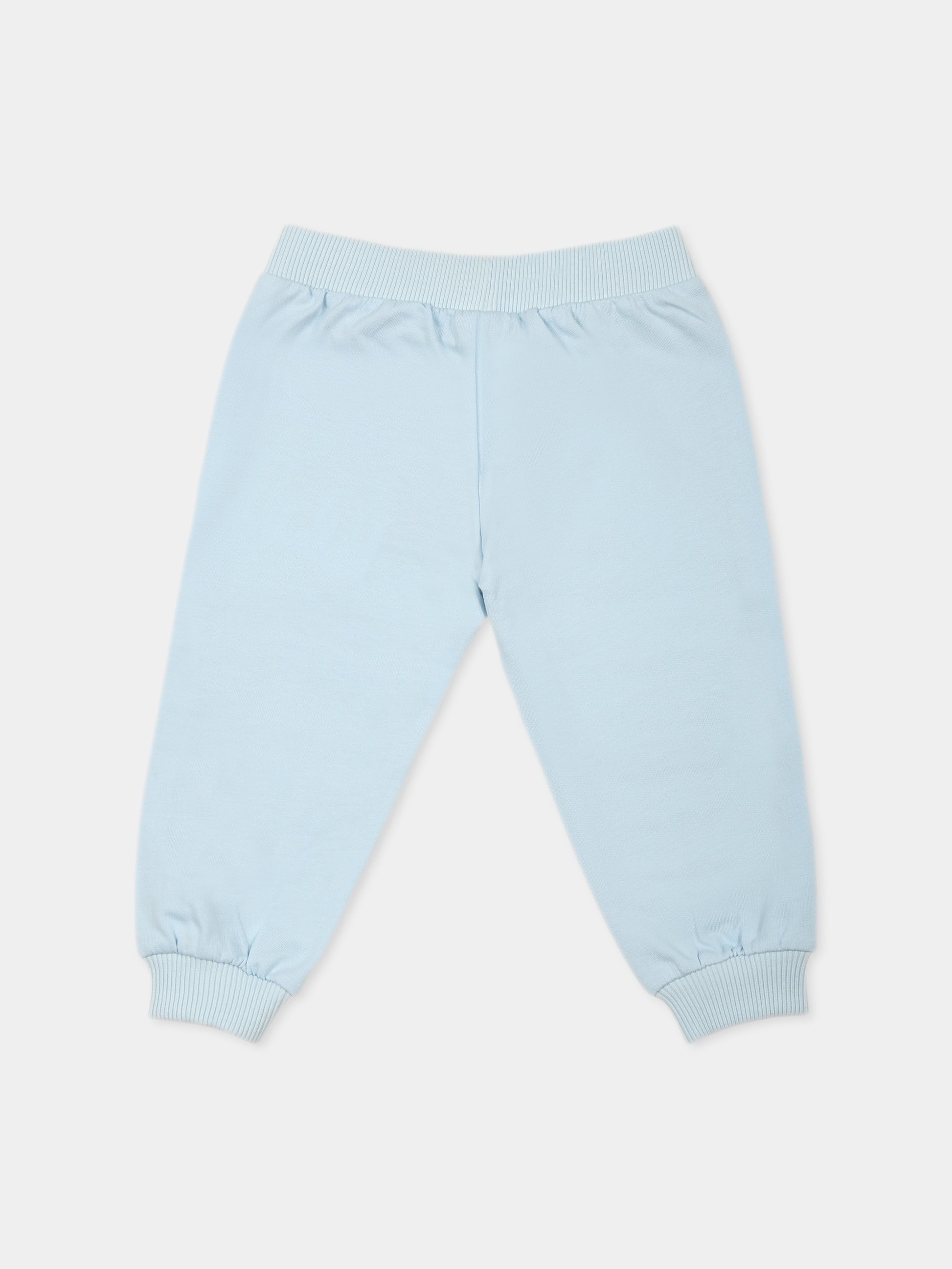 Pantaloni celesti per neonato con Teddy Bear e cavallo a dondolo,Moschino Kids,MOP03J LCA19 40304
