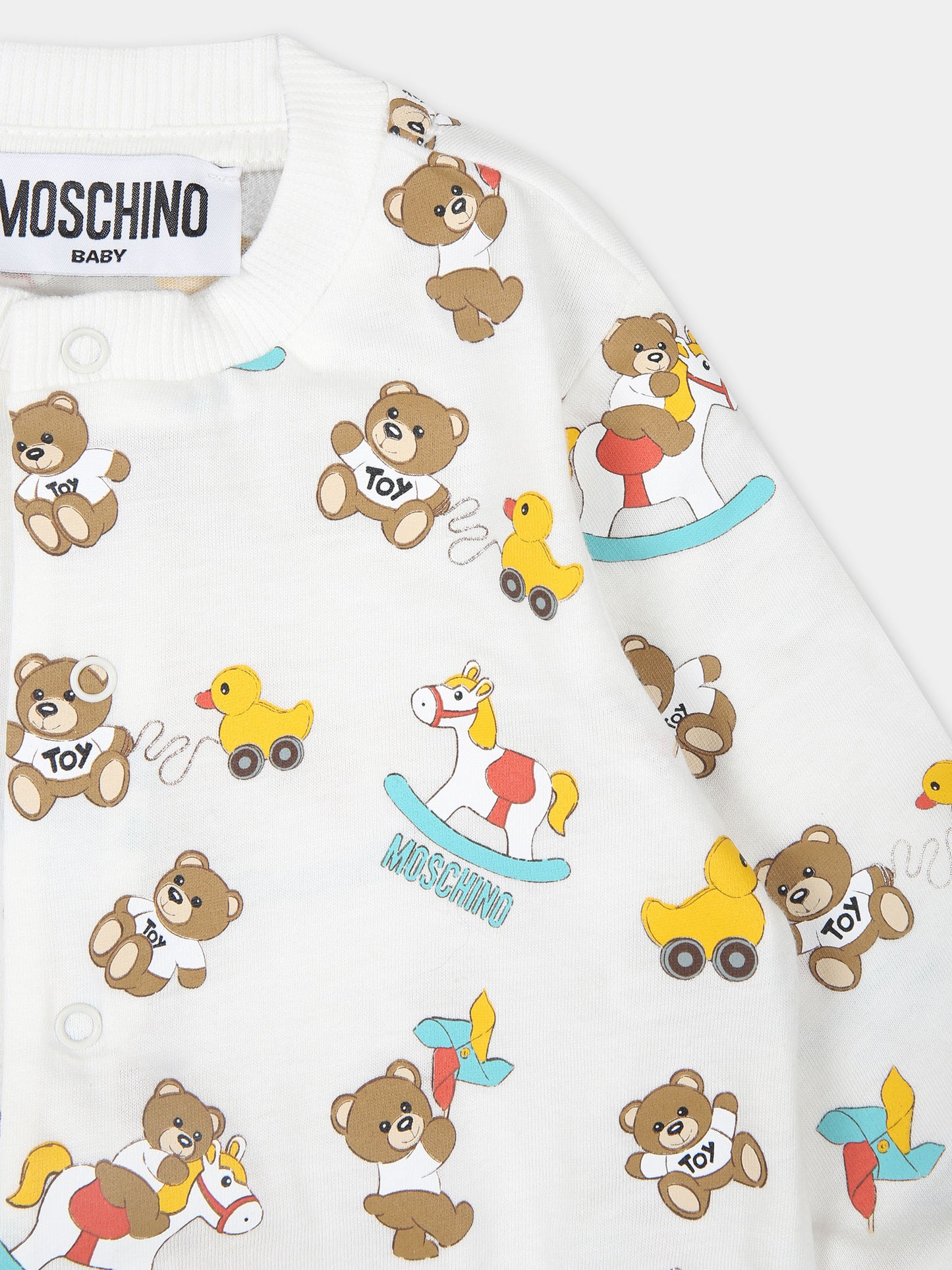 Tutina avorio per neonati con Teddy Bear e logo,Moschino Kids,MUY06F LAB92 84587