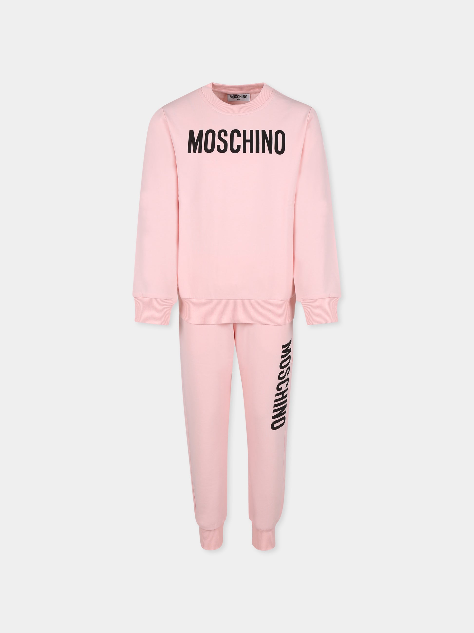 Completo rosa per bambina con logo,Moschino Kids,HUK03R LDA11 50209