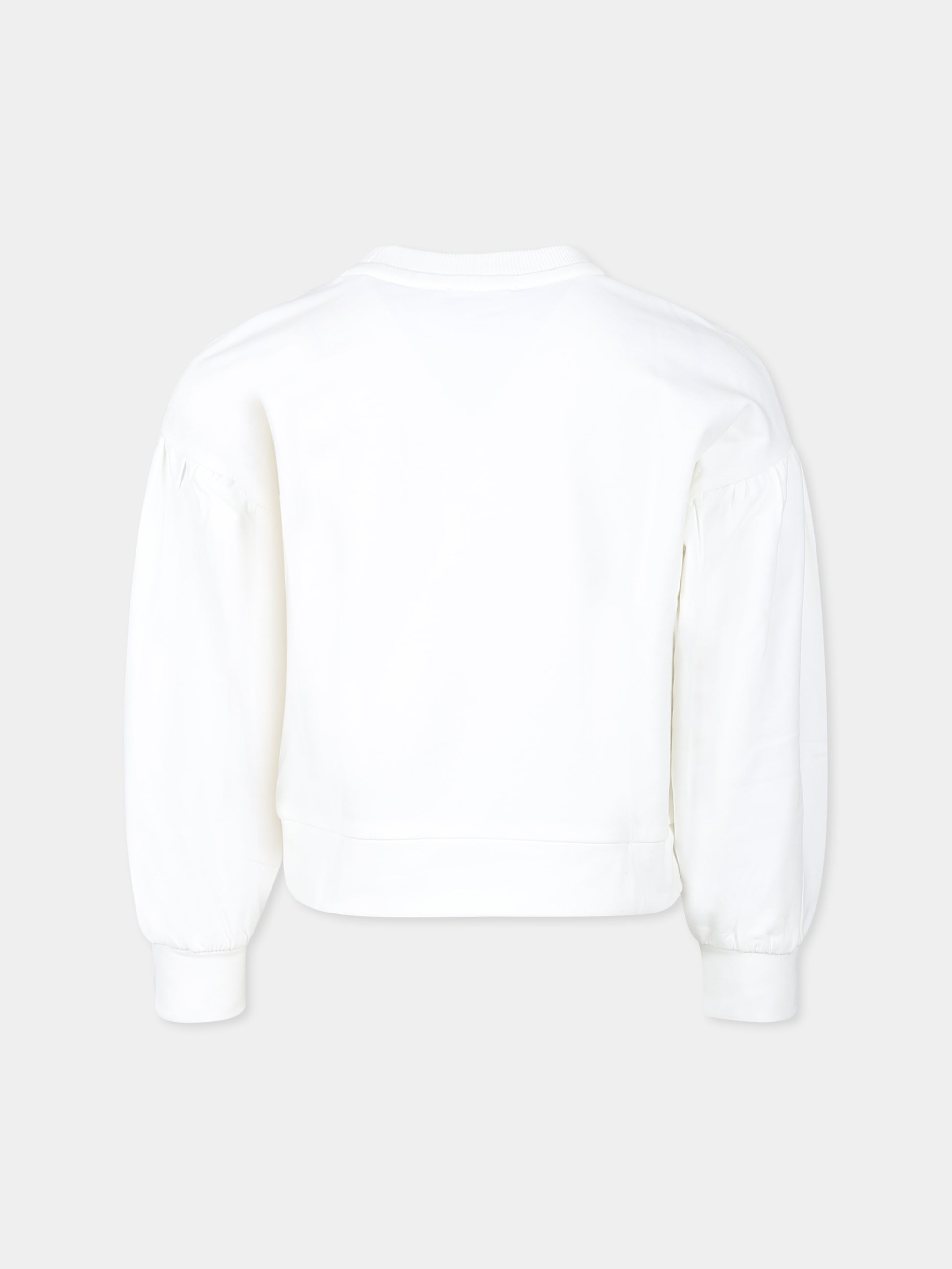 Felpa avorio per bambina con Teddy Bear e borchie,Moschino Kids,HDF05R LDA11 10063