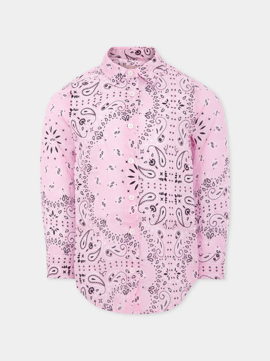 Camicia rosa per bambina con stampa paisley,Mc2 Saint Barth,BRIG003 04940H
