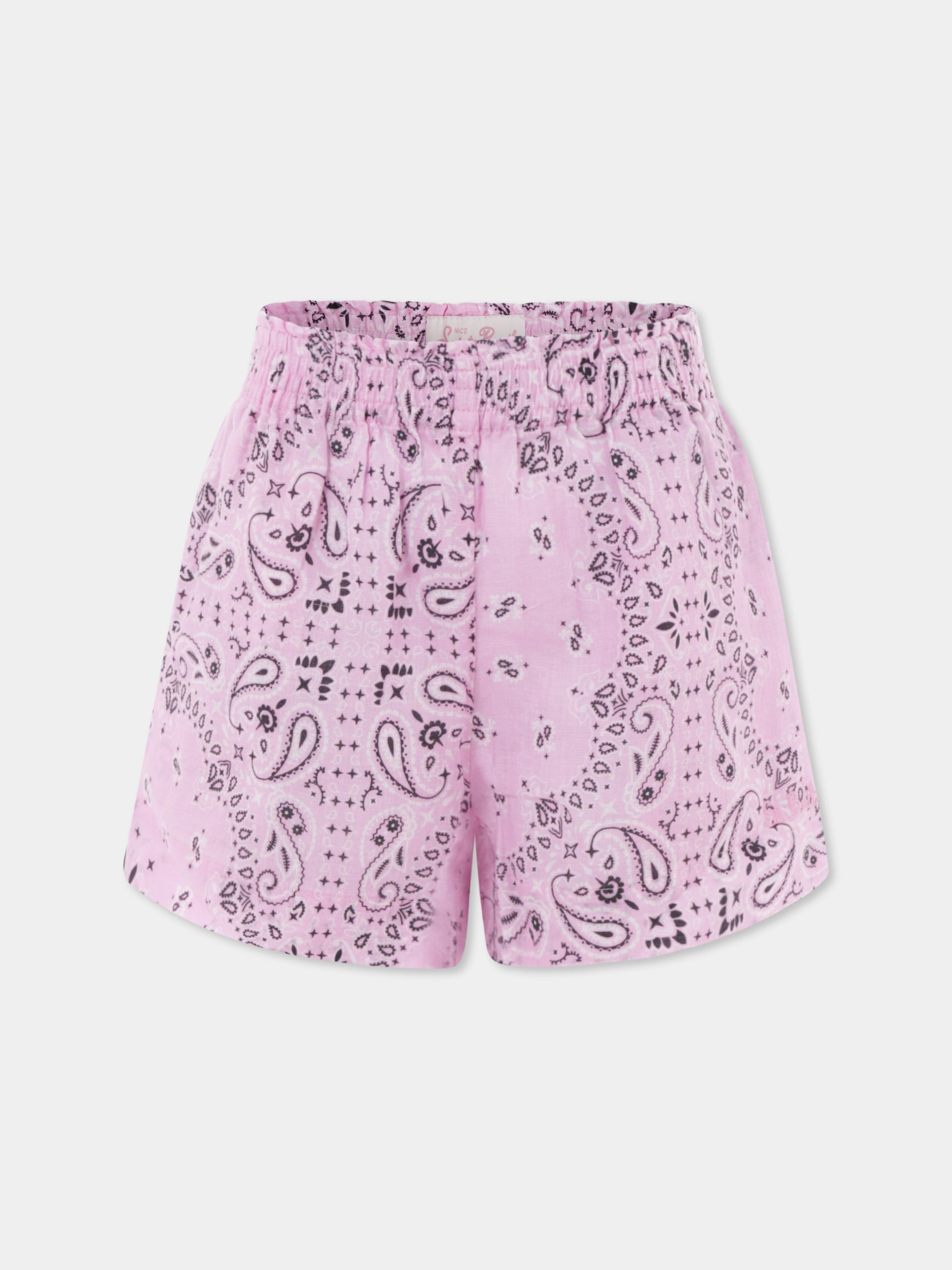 Shorts rosa per bambina con stampa paisley,Mc2 Saint Barth,MEA001 04940H