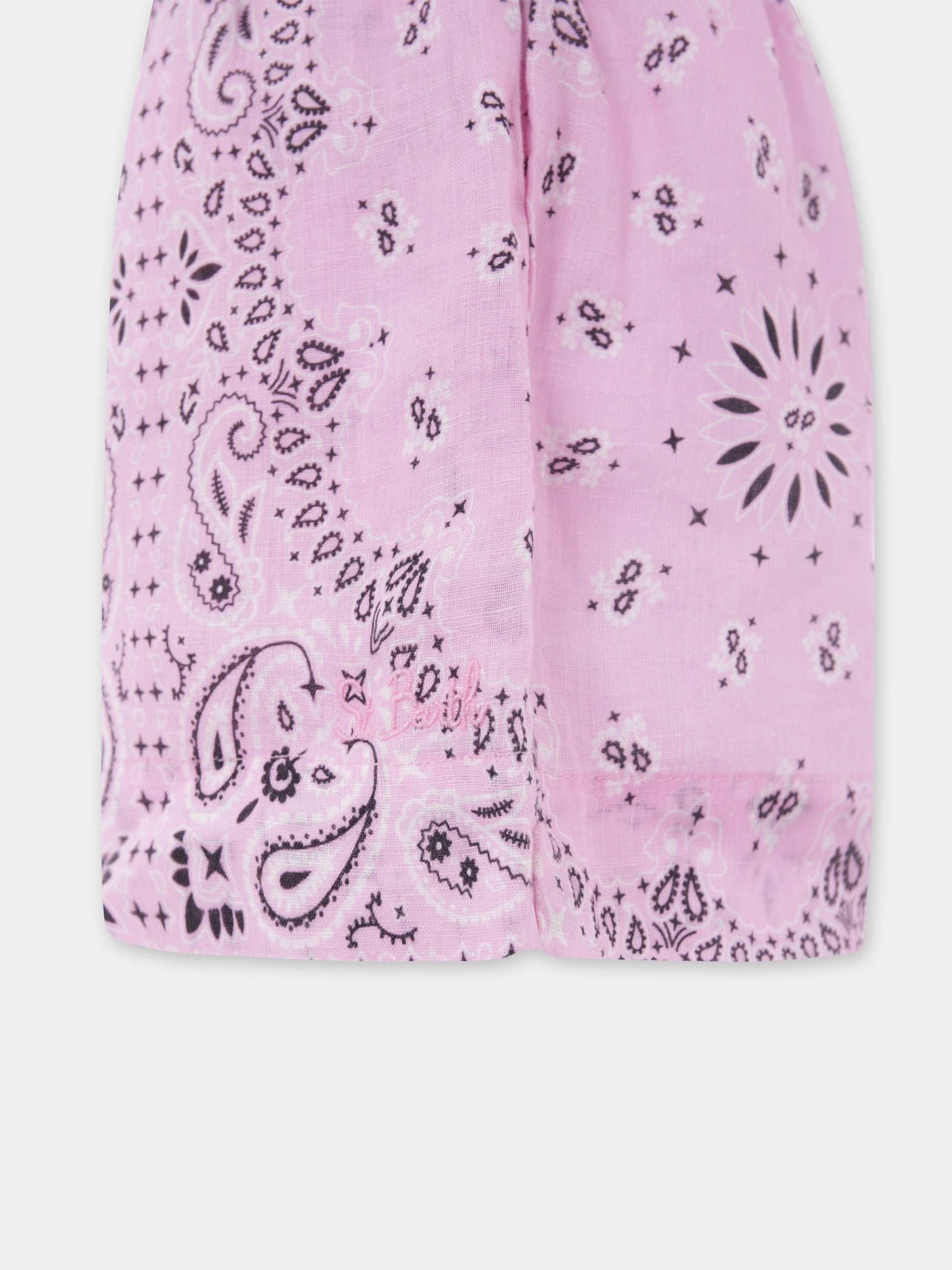 Shorts rosa per bambina con stampa paisley,Mc2 Saint Barth,MEA001 04940H