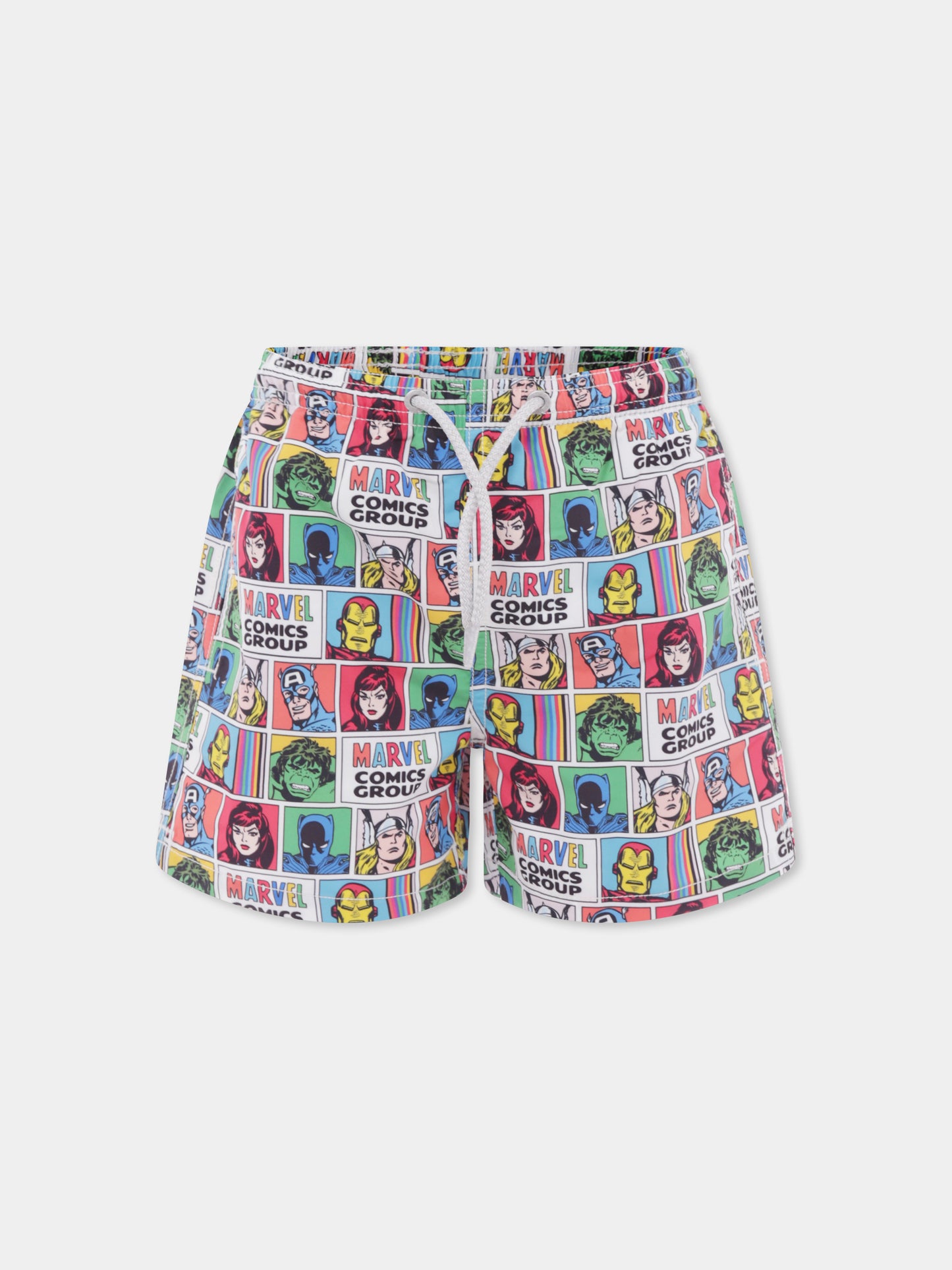 Boxer mare multicolor per bambino con stampa supereroi,Mc2 Saint Barth,JEA0001 03413H