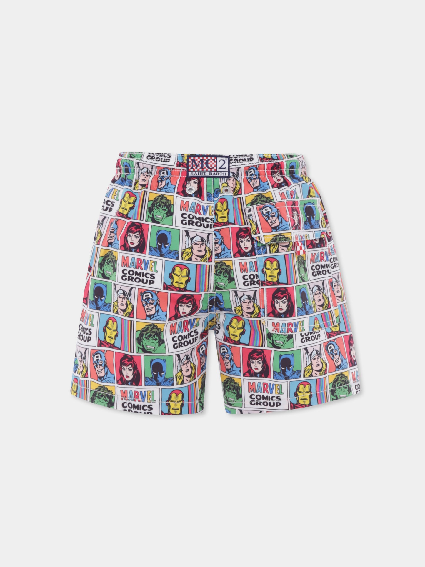 Boxer mare multicolor per bambino con stampa supereroi,Mc2 Saint Barth,JEA0001 03413H