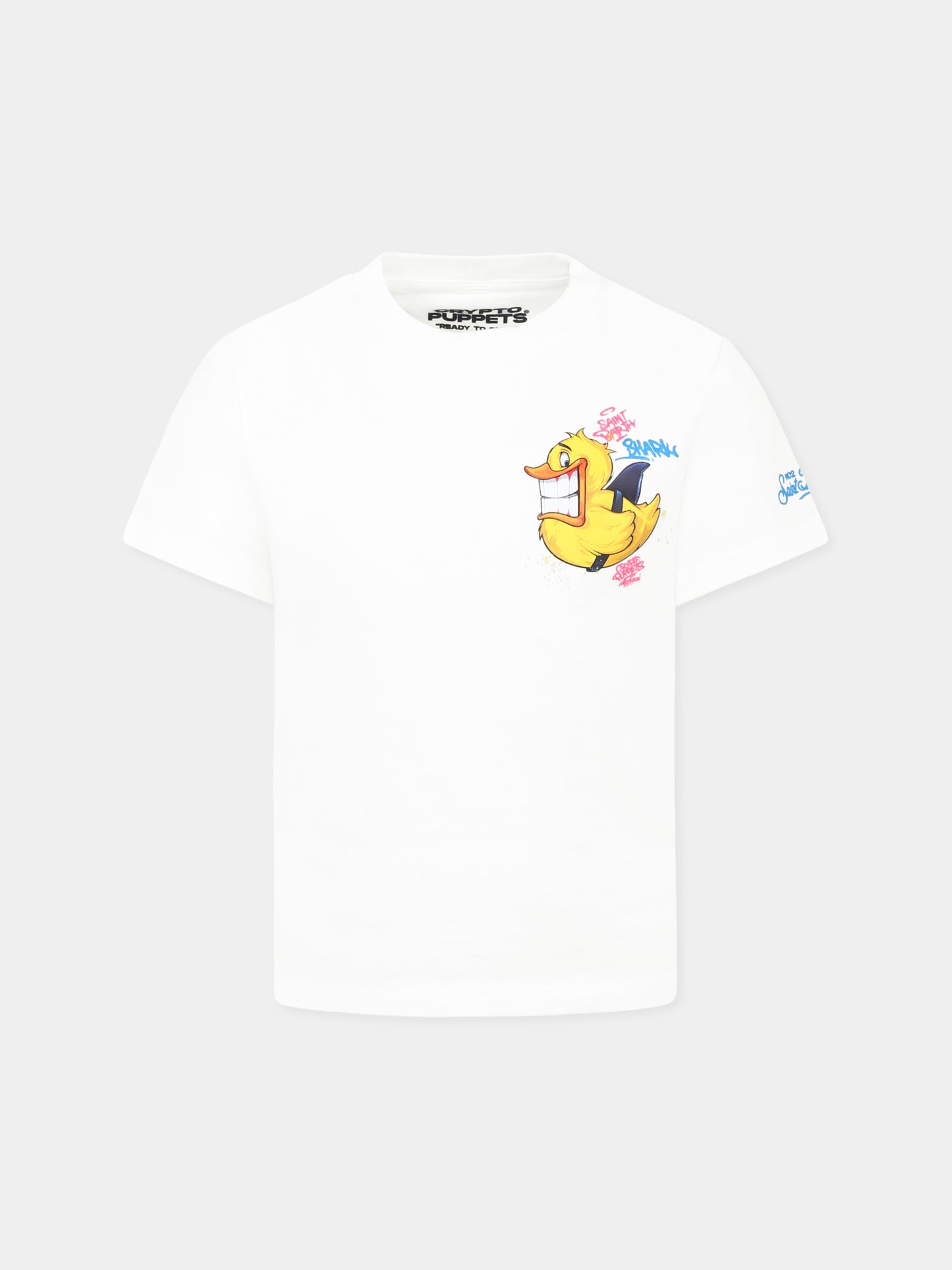 White t-shirt for boy with duck