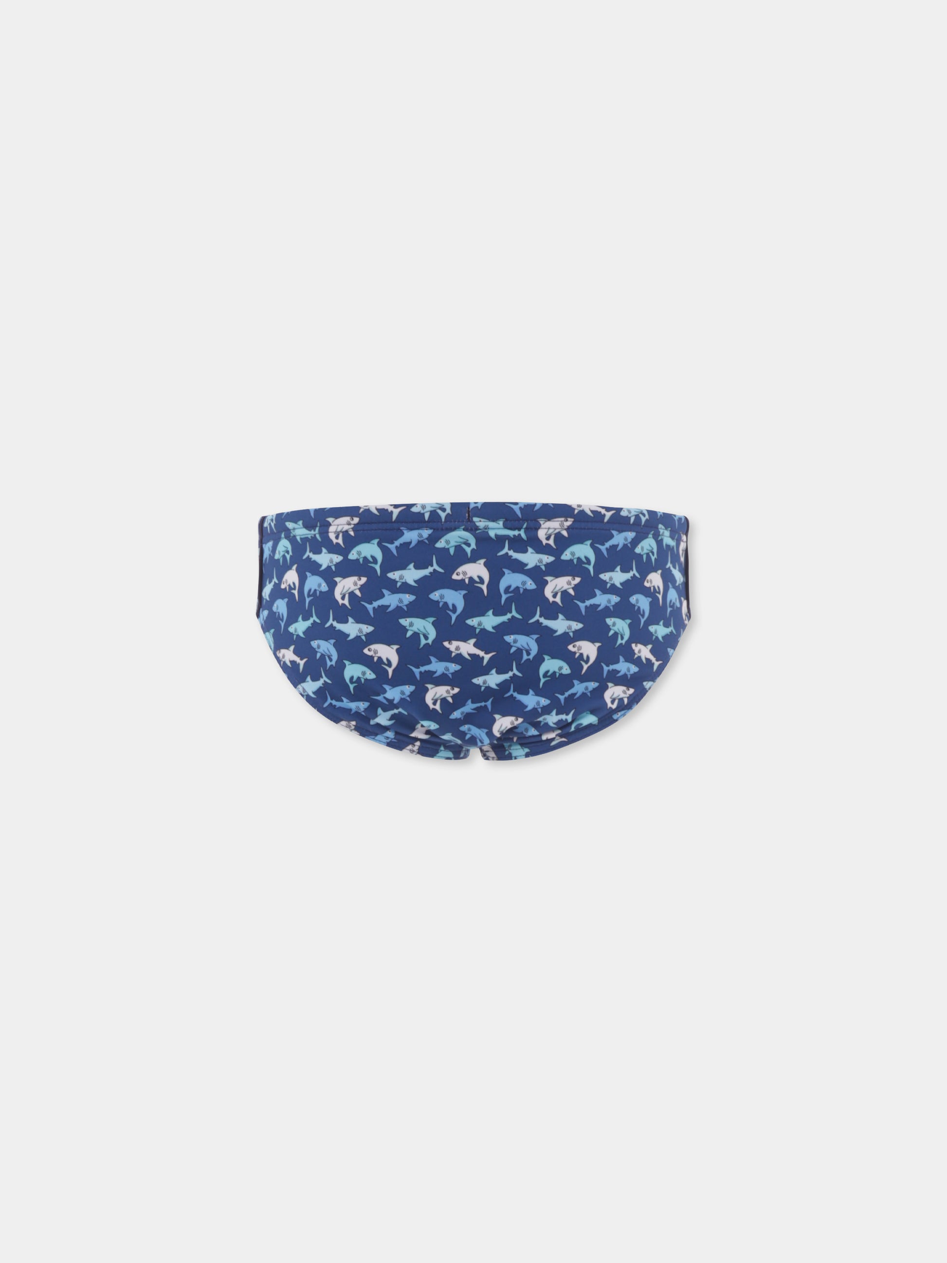 Slip mare blu per bambino con squali all over,Mc2 Saint Barth,BIL0001 01818H