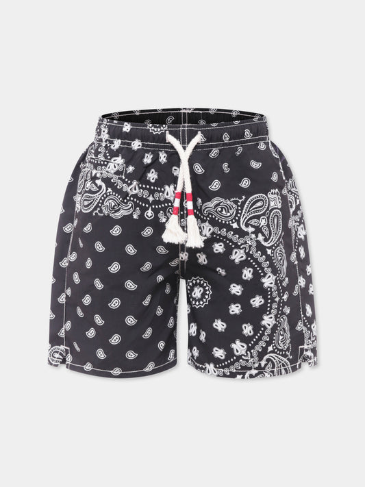 Boxer mare nero per bambino con stampa paisley,Mc2 Saint Barth,CAP0003 01701H