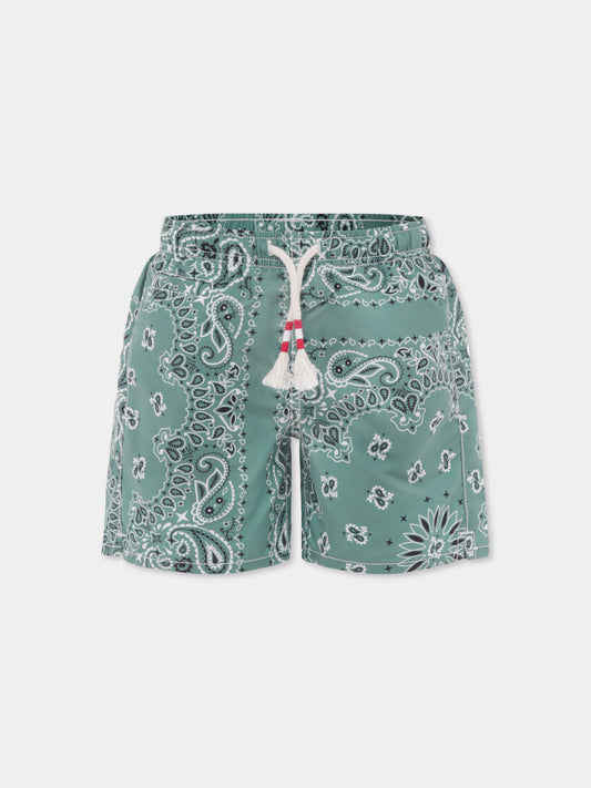 Boxer mare verde per bambino con stampa paisley,Mc2 Saint Barth,CAP0003 01177H