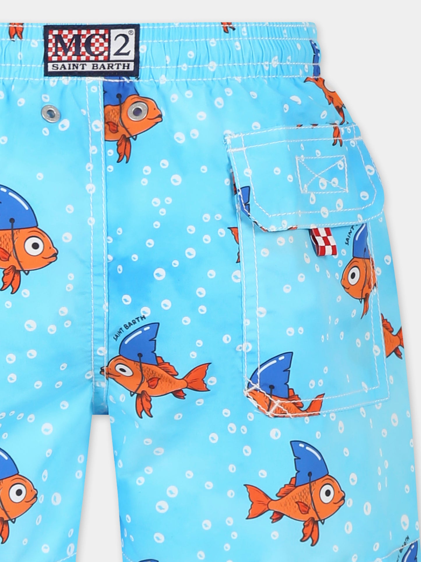 Boxer mare celeste per bambino con pesce rosso all over,Mc2 Saint Barth,JEA0001 00072H