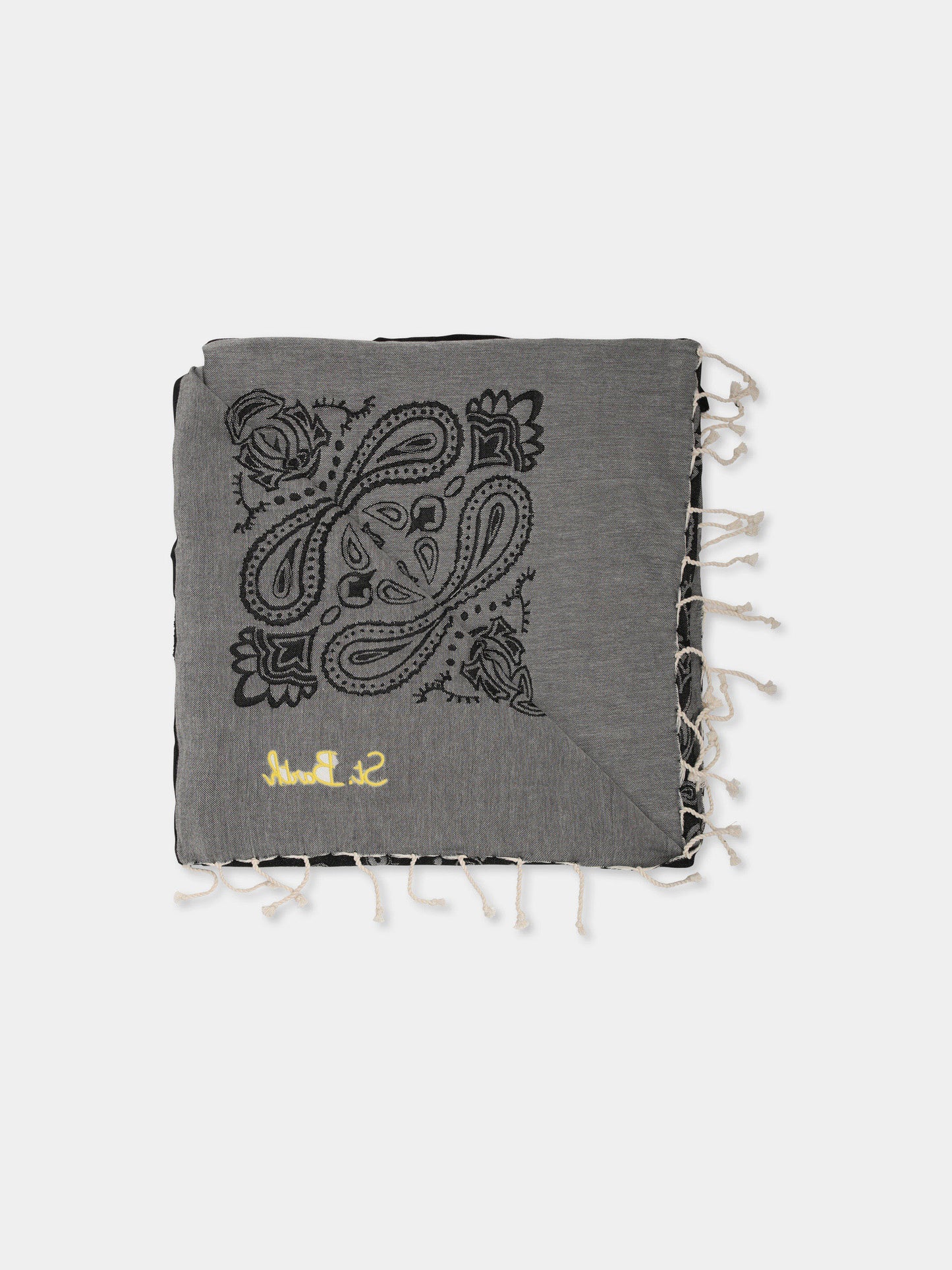 Black beach towel for kids with logo