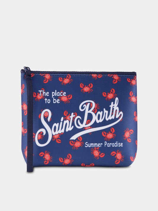 Blue clutch bag for boy with crabs