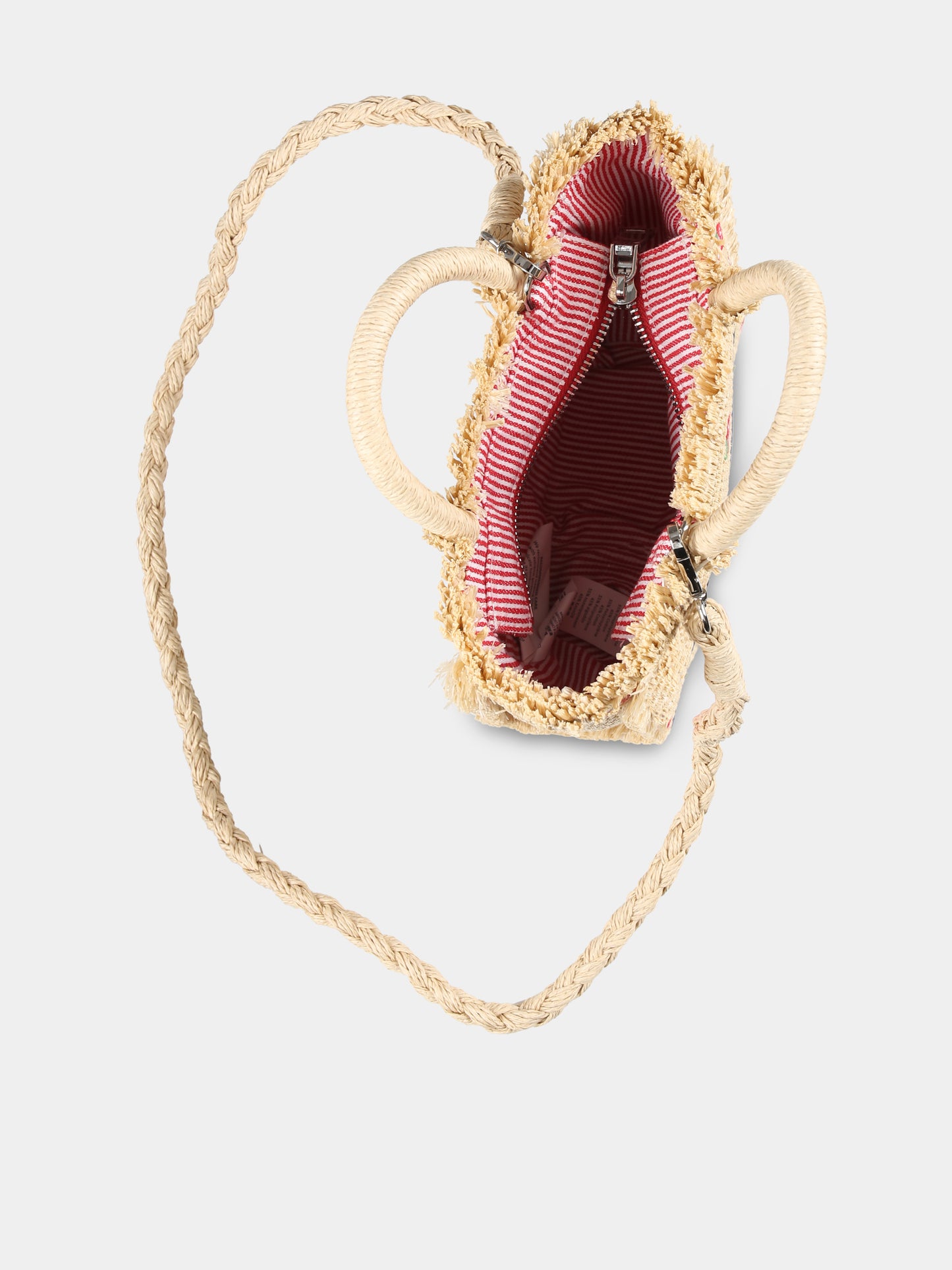 Borsa Vanity Mini beige per bambina con logo e fragole,Mc2 Saint Barth,VAMI009 00180H