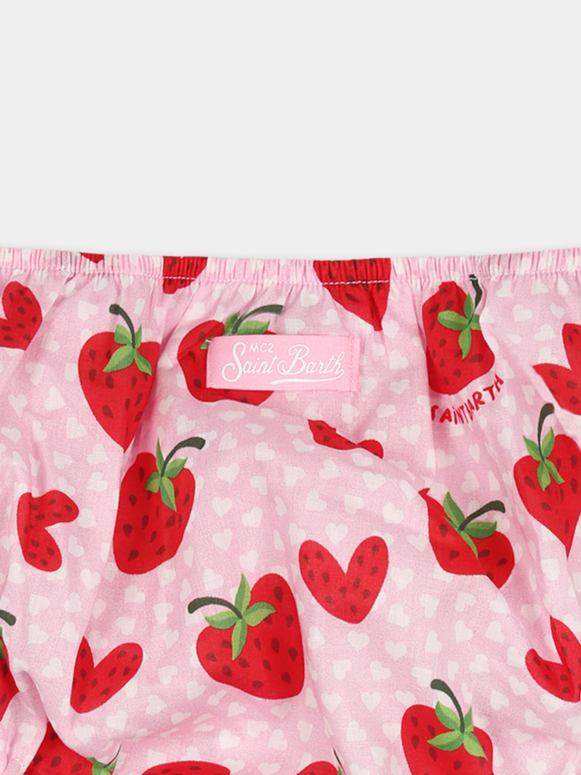 Slip rosa per neonata con fragole all over,Mc2 Saint Barth,PIM001 01321H