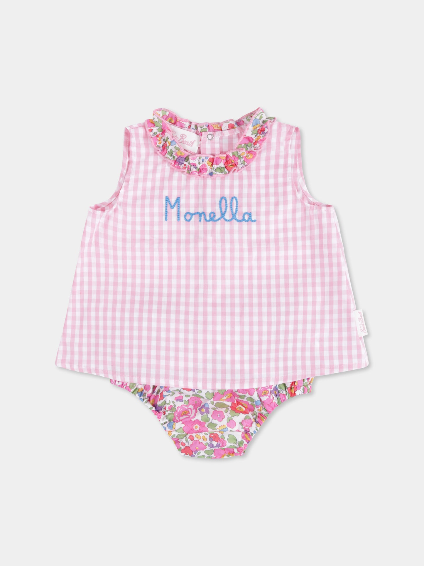 Pink suit for baby girl with writing