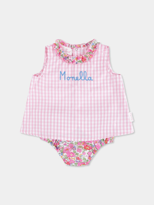 Pink suit for baby girl with writing