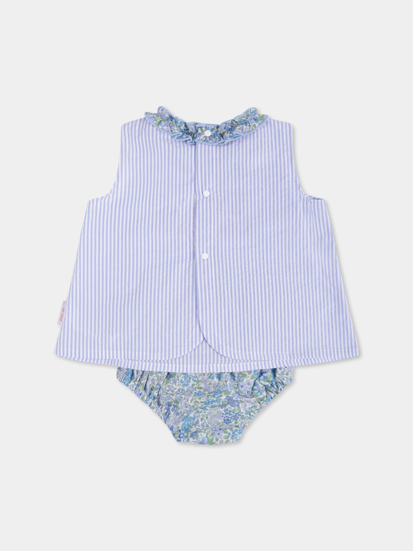 Light blue suit for baby girl with writing