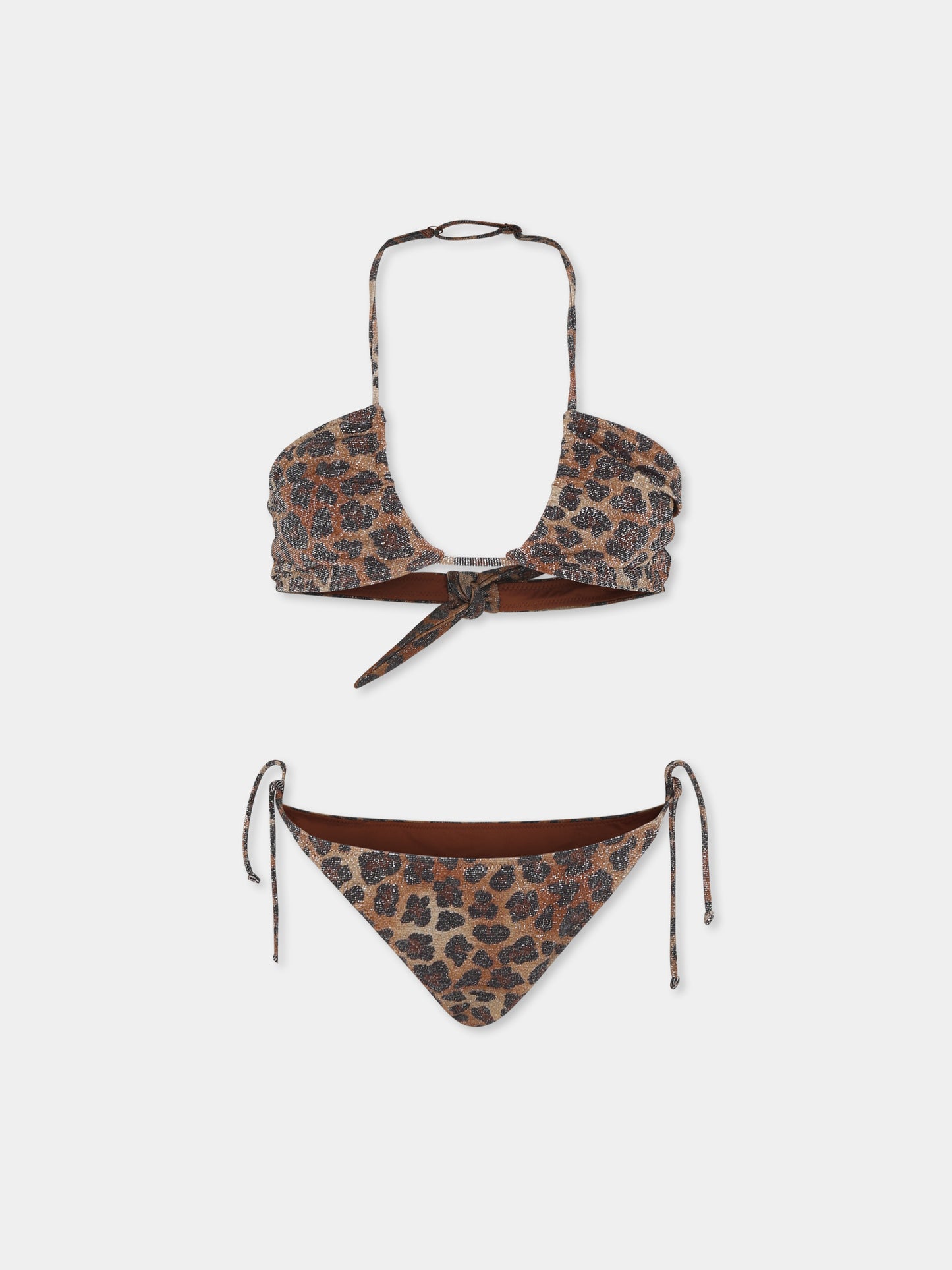 Bikini marrone per bambina con stampa animalier,Mc2 Saint Barth,ARY00002 01433H