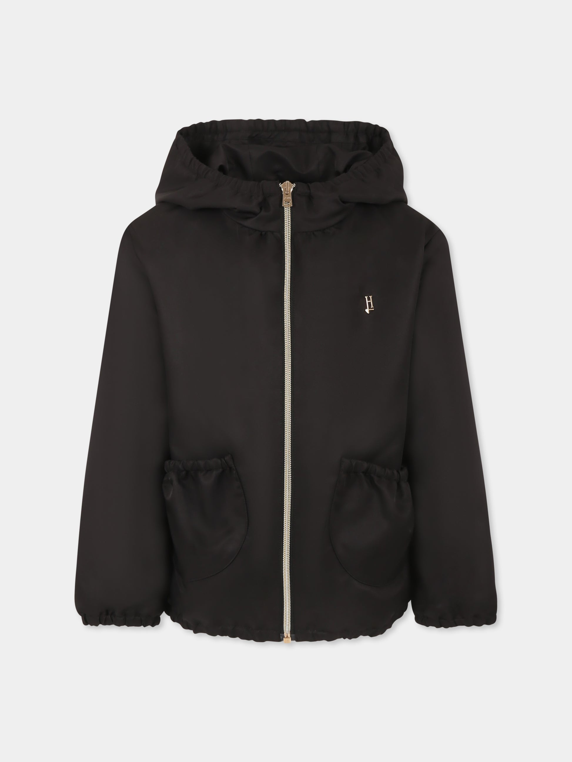 Giacca a vento nera per bambina con logo,Herno Kids,GI000094G 12541 9300
