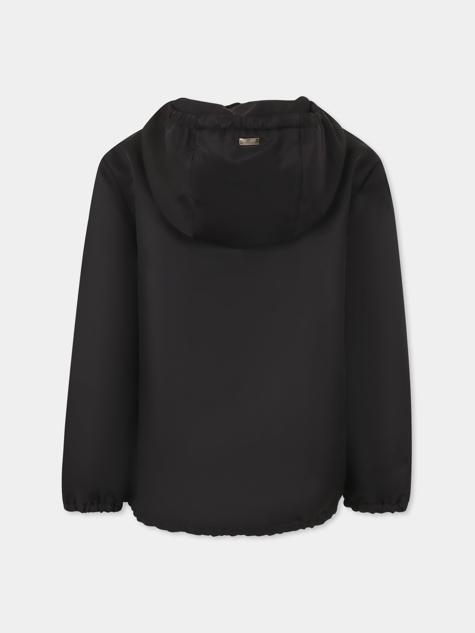 Giacca a vento nera per bambina con logo,Herno Kids,GI000094G 12541 9300