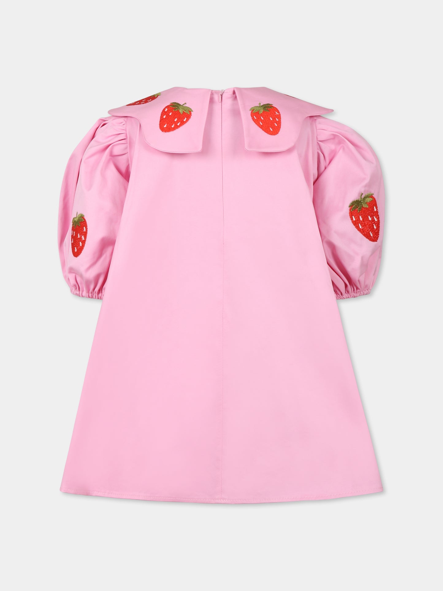 Vestito rosa per bambina con fragole,Pangolini Kids,STRAWBERRY PINK