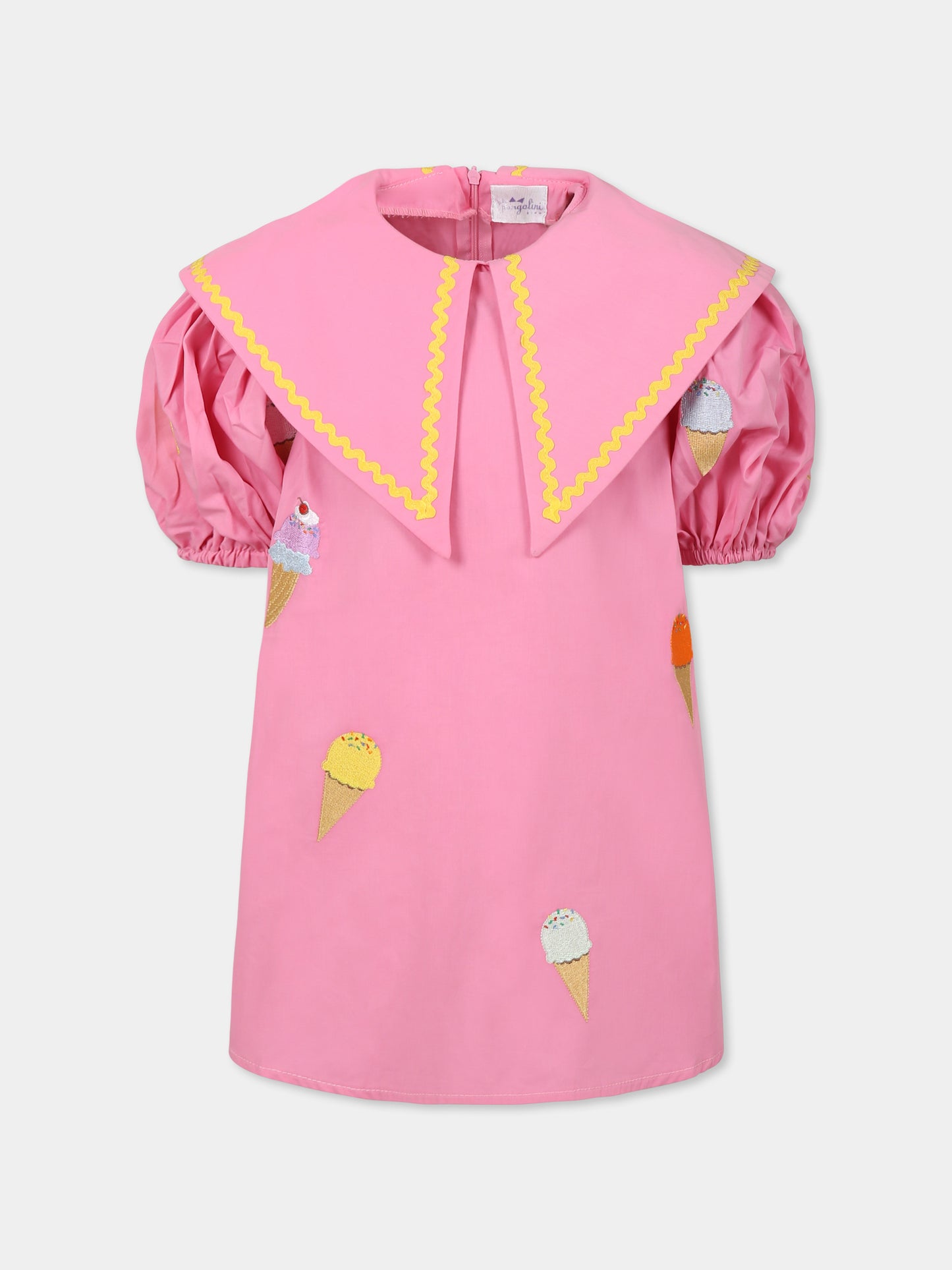 Vestito rosa per bambina con gelati,Pangolini Kids,ICEACREAM PINK