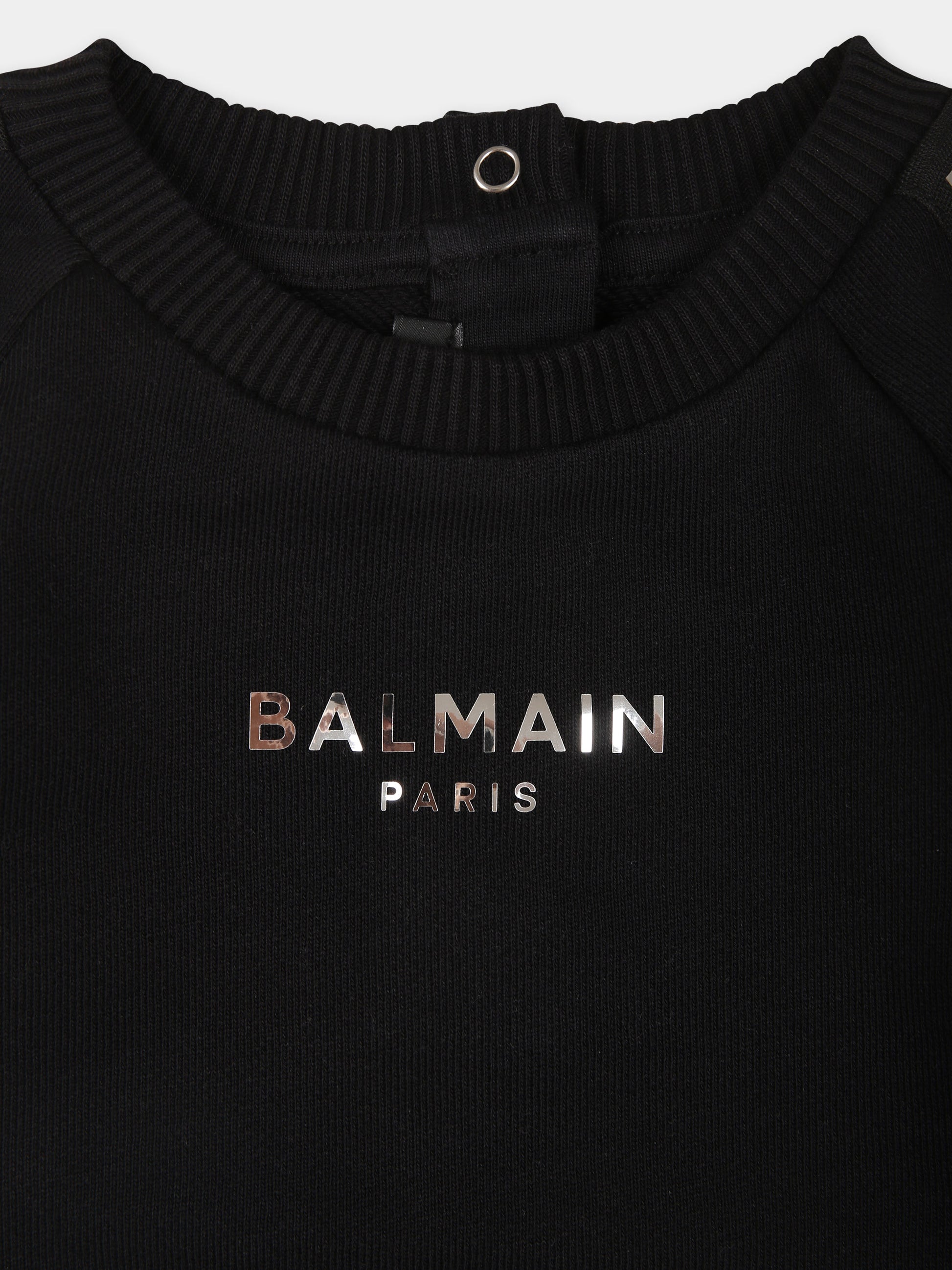 Felpa nera per neonati con logo,Balmain Kids,BU4500 Z1753 930AG