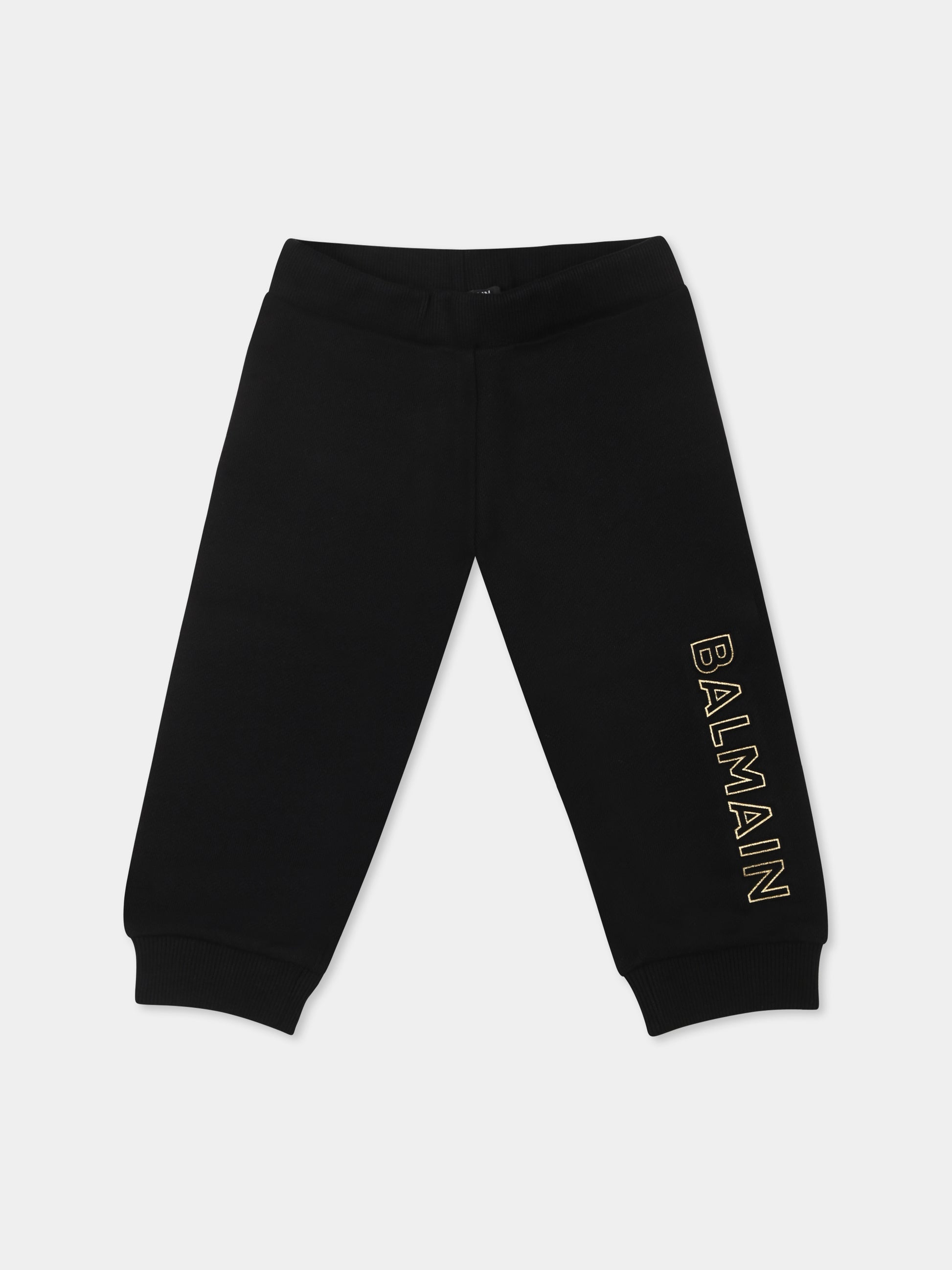 Pantaloni neri per neonati con logo,Balmain Kids,BU6560 Z0001 930OR