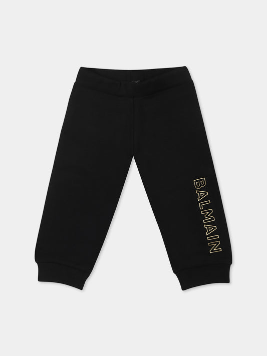 Pantaloni neri per neonati con logo,Balmain Kids,BU6560 Z0001 930OR