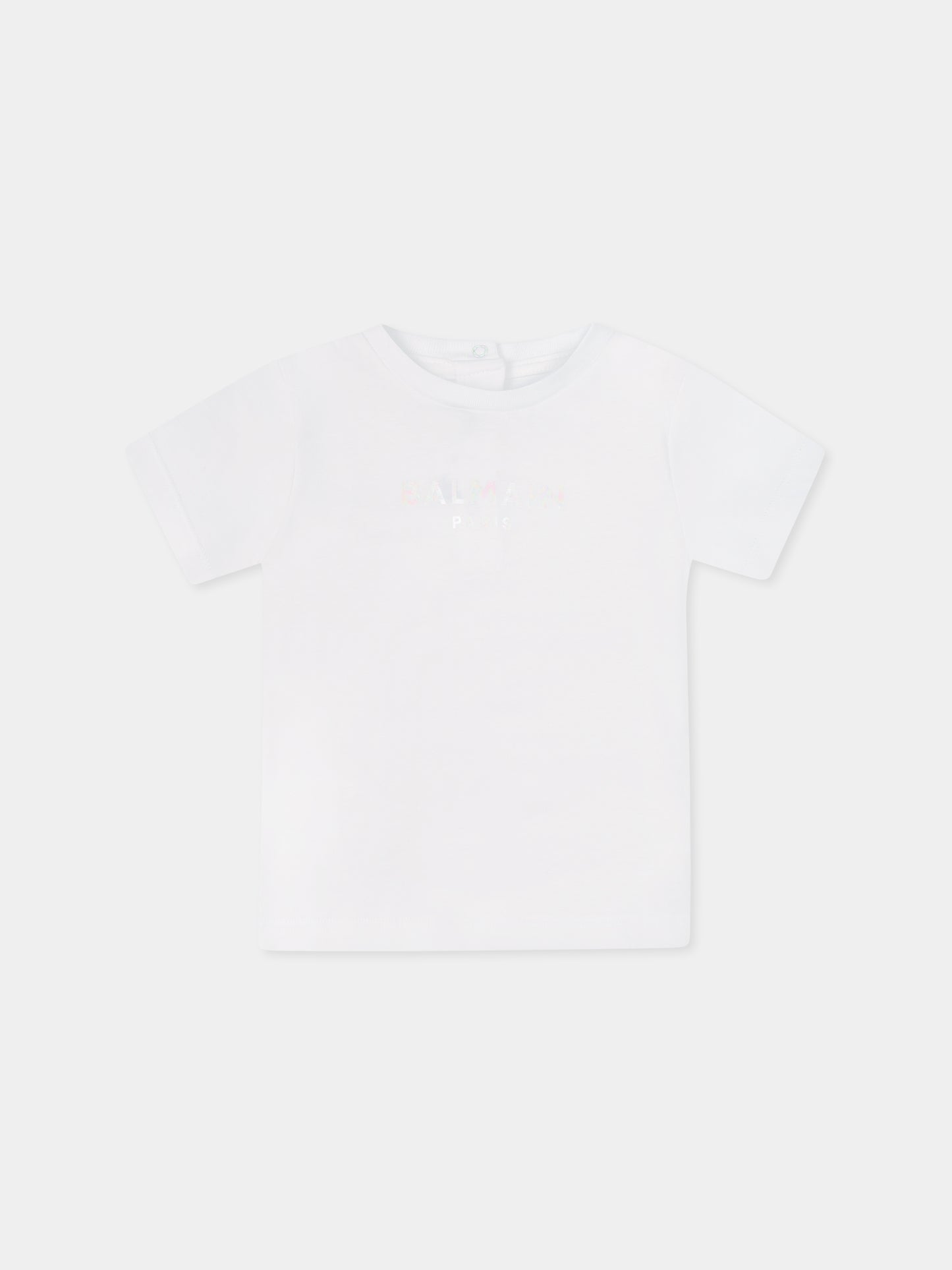 T-shirt bianca per neonata con logo,Balmain Kids,BU8021 Z1751 100