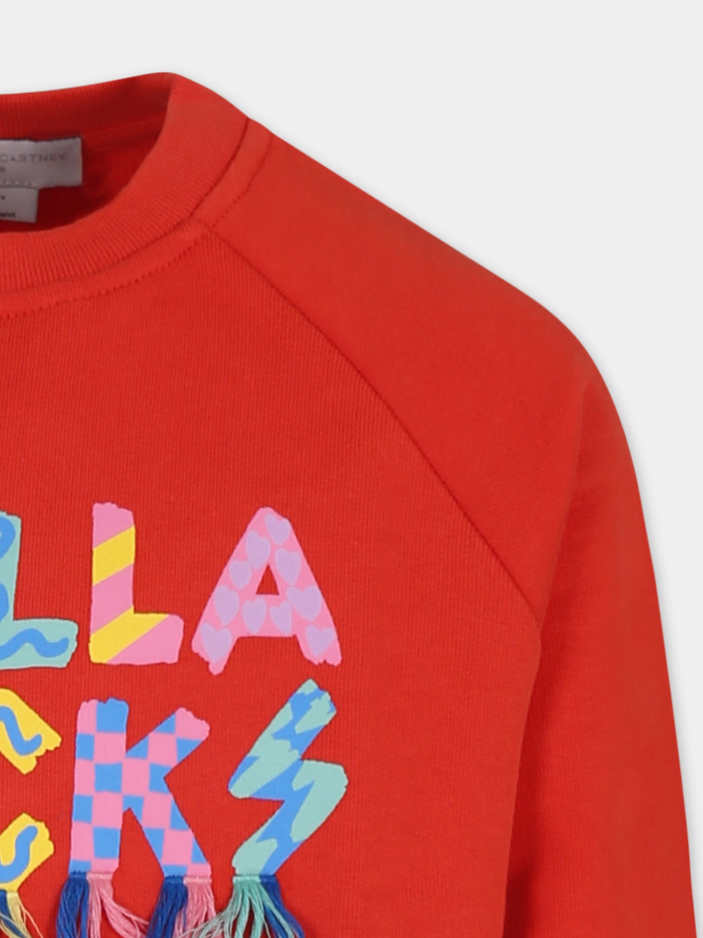 Felpa crop rossa per bambina con logo,Stella Mccartney Kids,TU4B60 Z0499 421