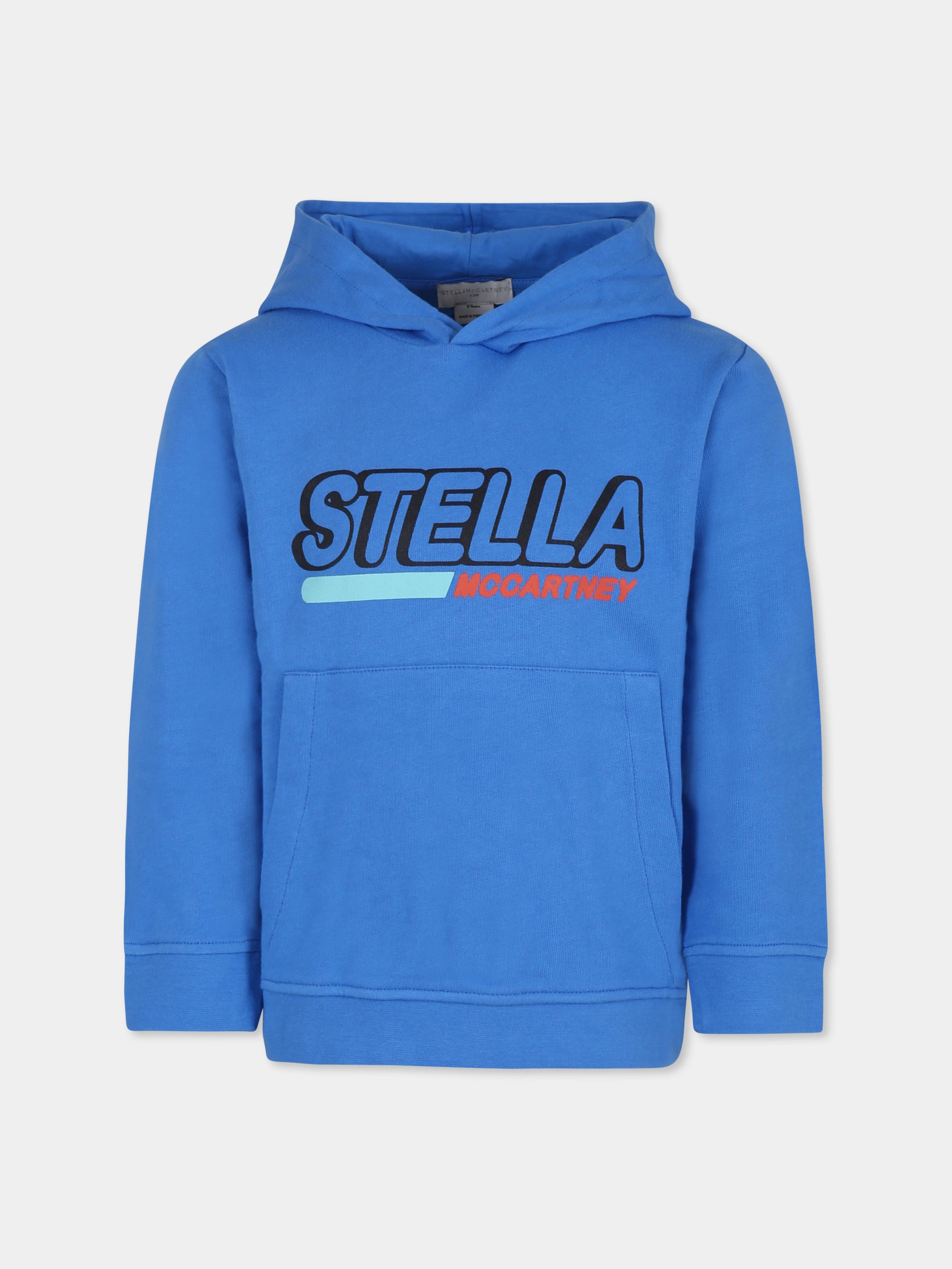 Felpa azzurra per bambino con logo,Stella Mccartney Kids,TU4R80 Z0499 662