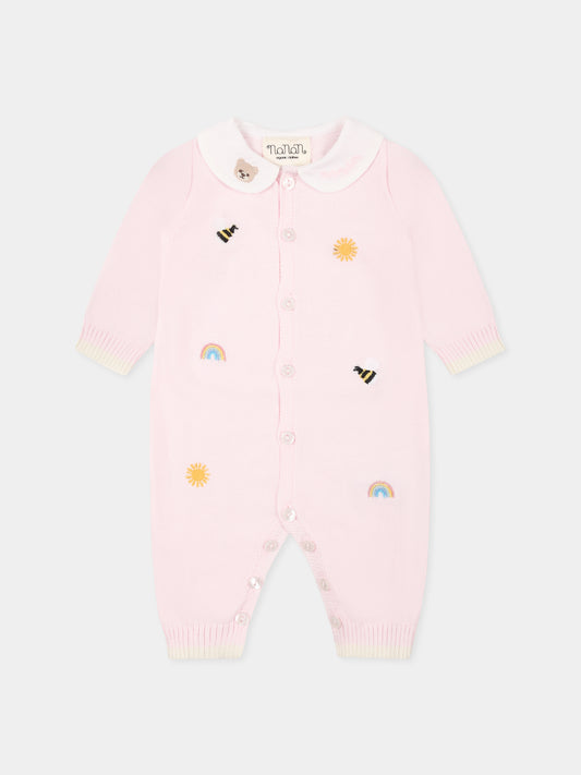 Tutina rosa per neonata con api e logo,Nanán,E25002R