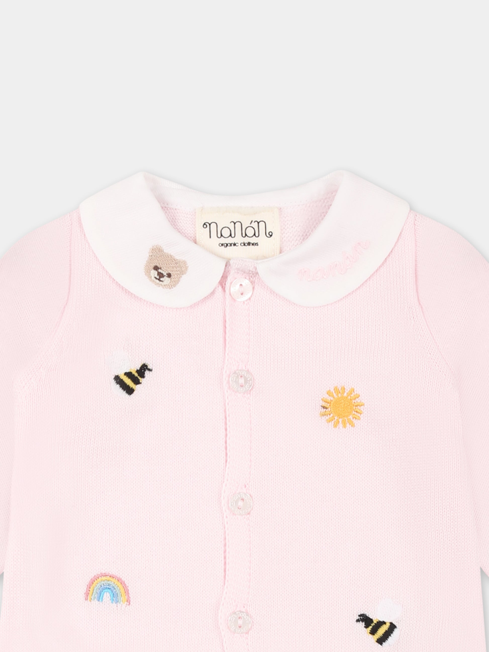 Tutina rosa per neonata con api e logo,Nanán,E25002R