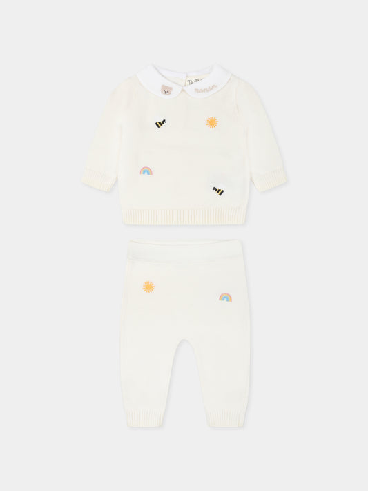 Completo nascita avorio per neonati con api e logo,Nanán,E25003B