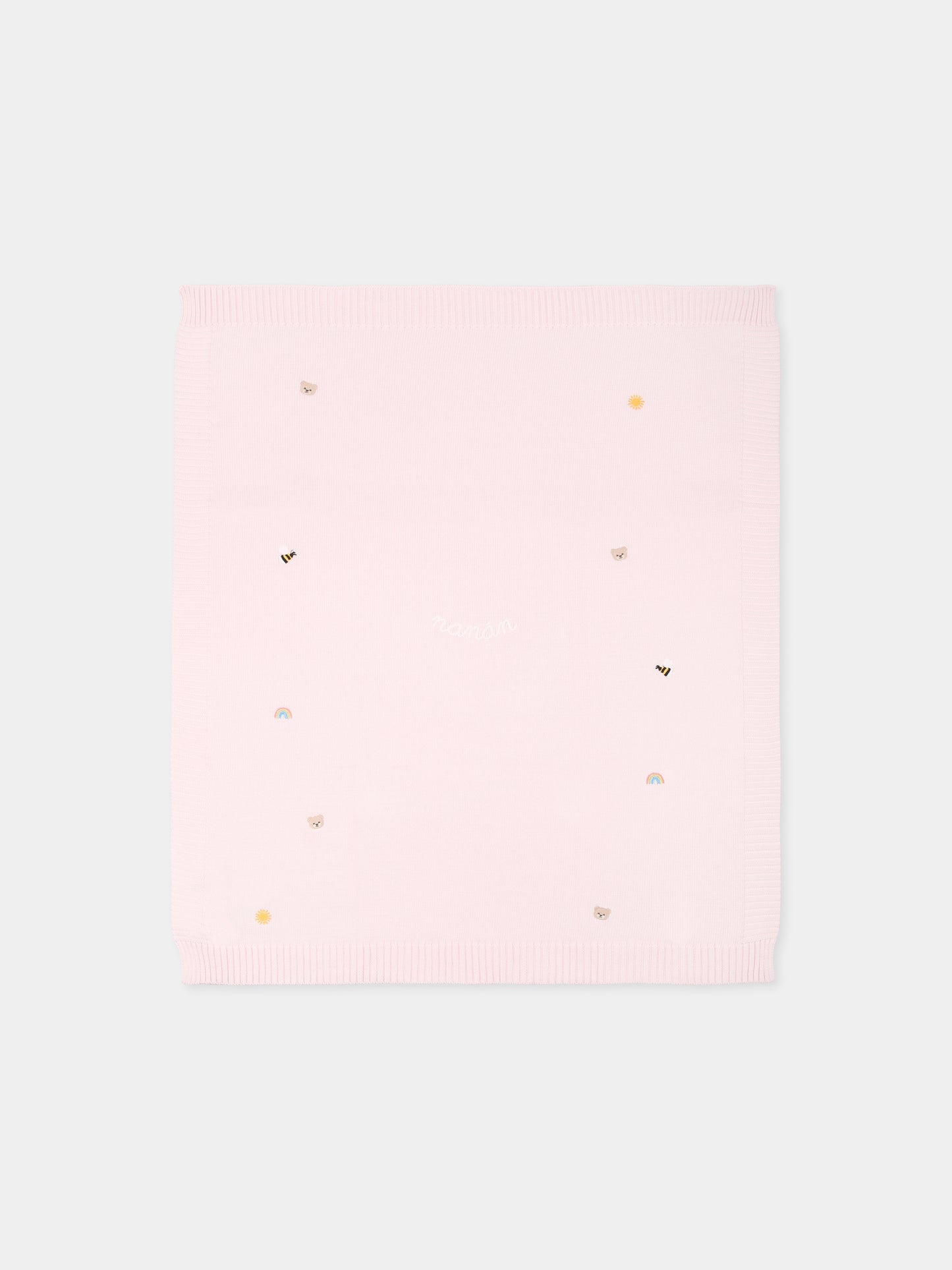 Pink blanket for baby girl with bees