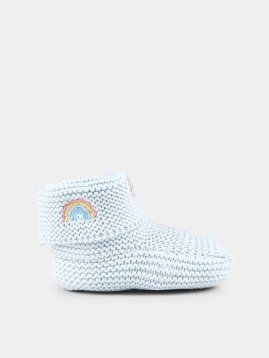 Light blue slippers for baby boy with bees