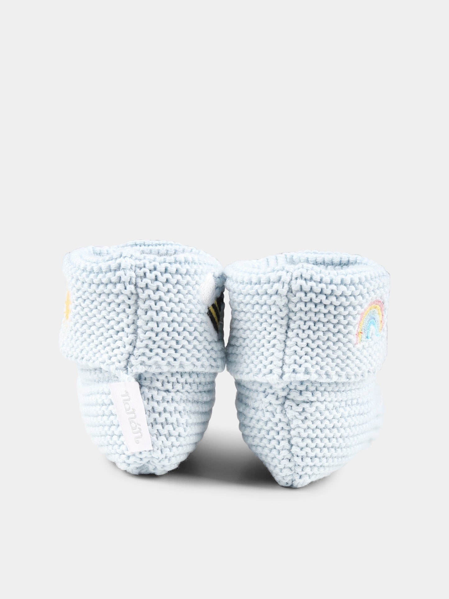 Light blue slippers for baby boy with bees