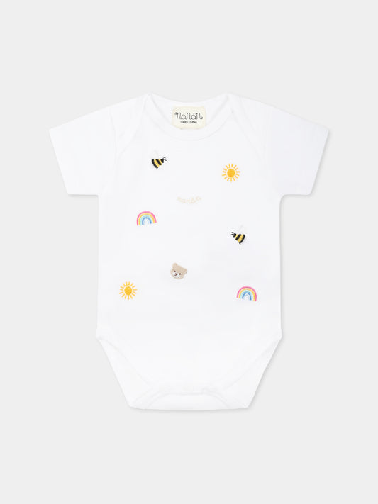 Body bianco per neonati con api e logo,Nanán,E25012B