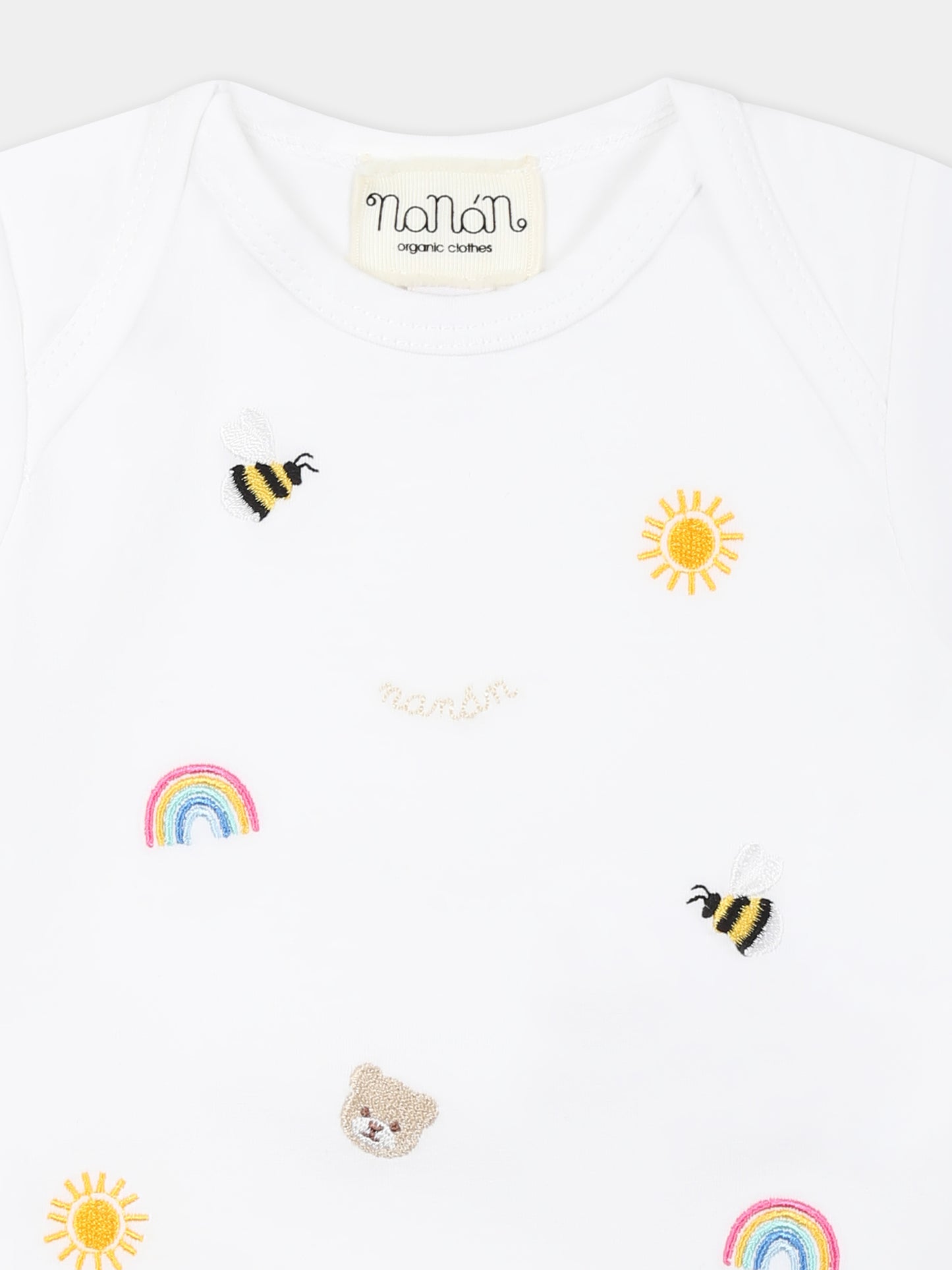 Body bianco per neonati con api e logo,Nanán,E25012B