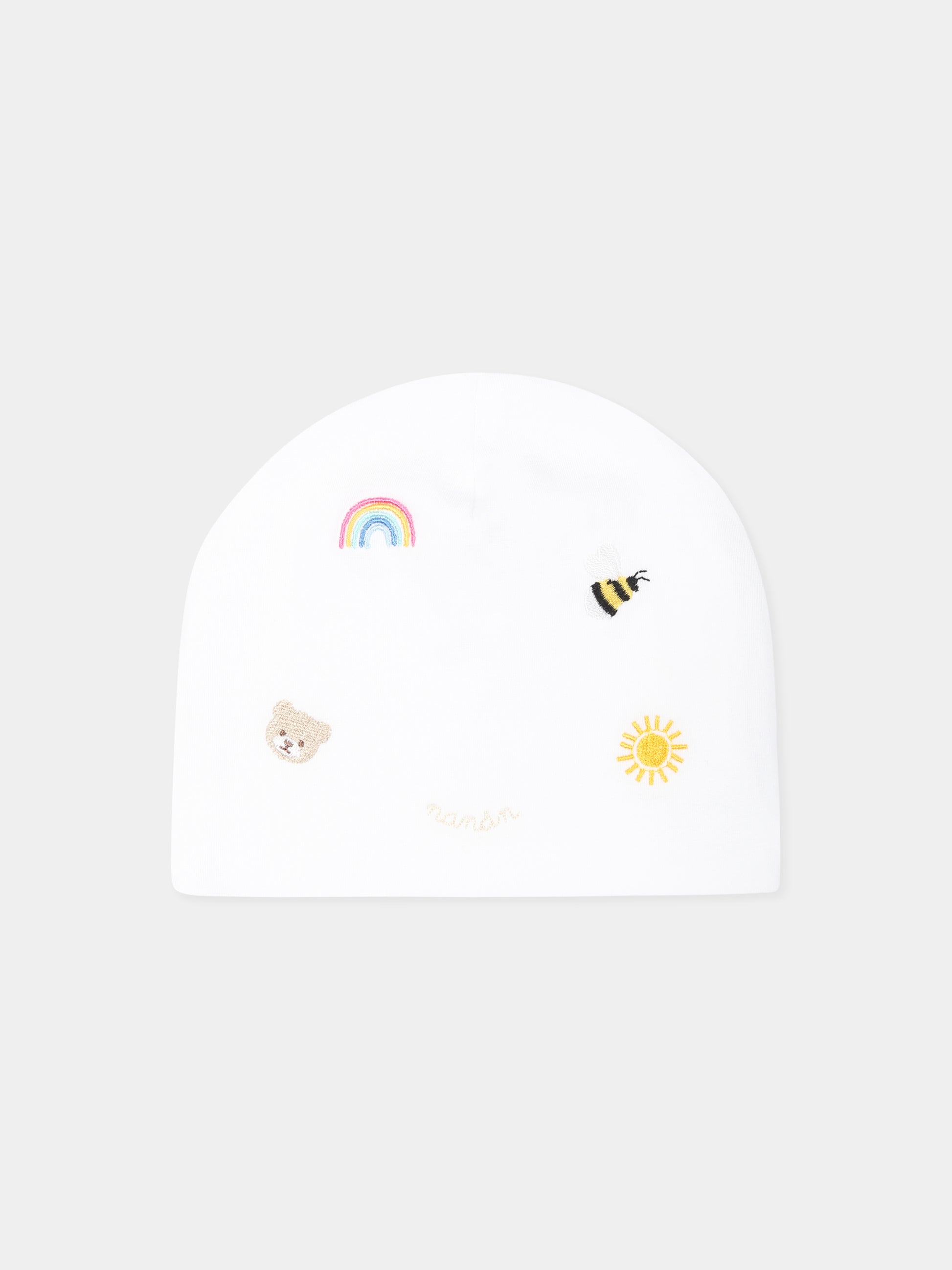 Cappello bianco per neonati con ape,Nanán,E25014B