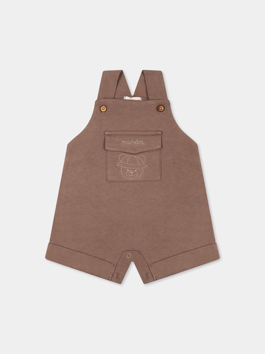 Salopette marrone per neonato con orsetto,Nanán,E25104M